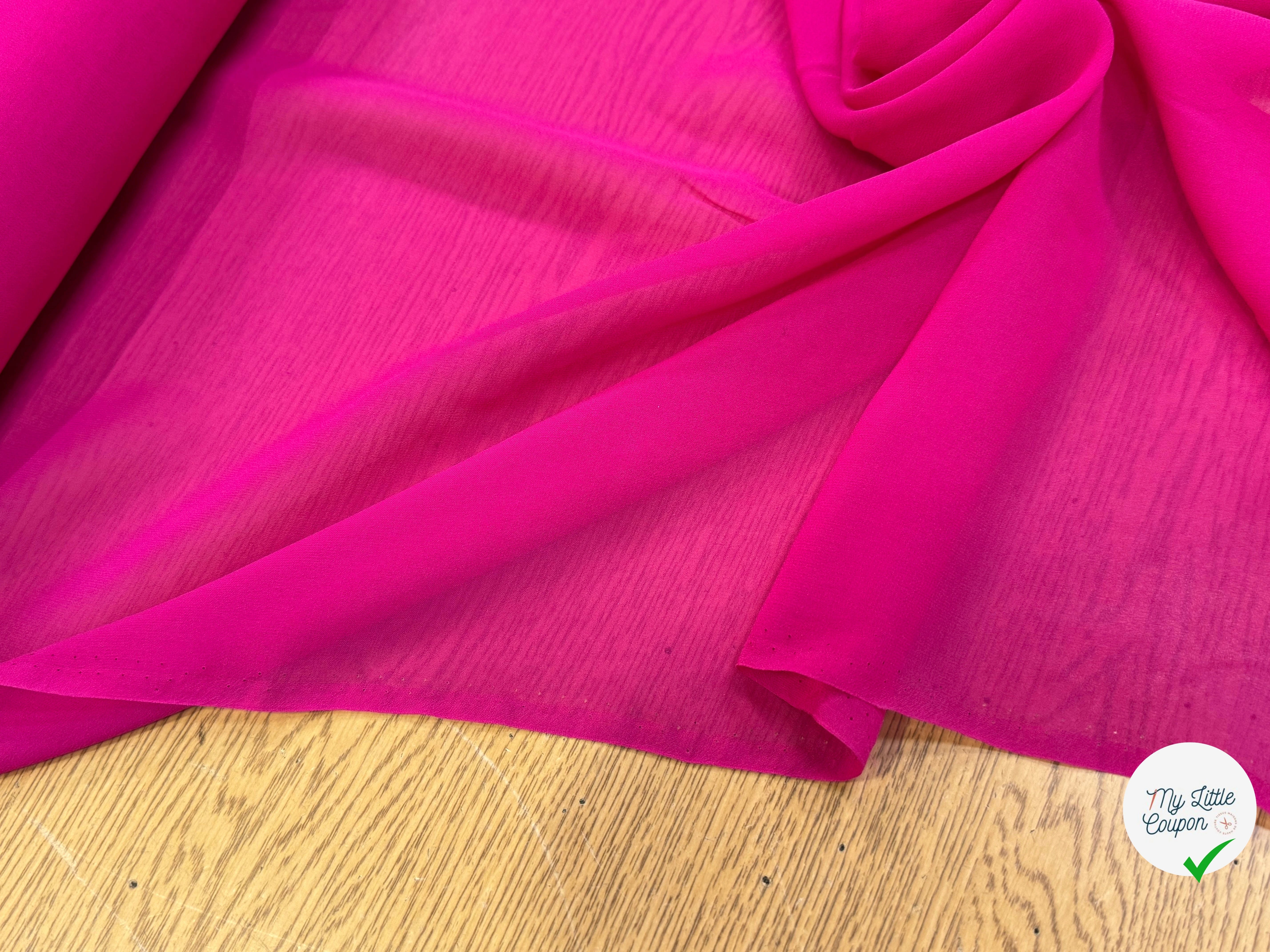 CREPE GEORGETTE DE SOIE ROSE FLASHY - My Little Coupon