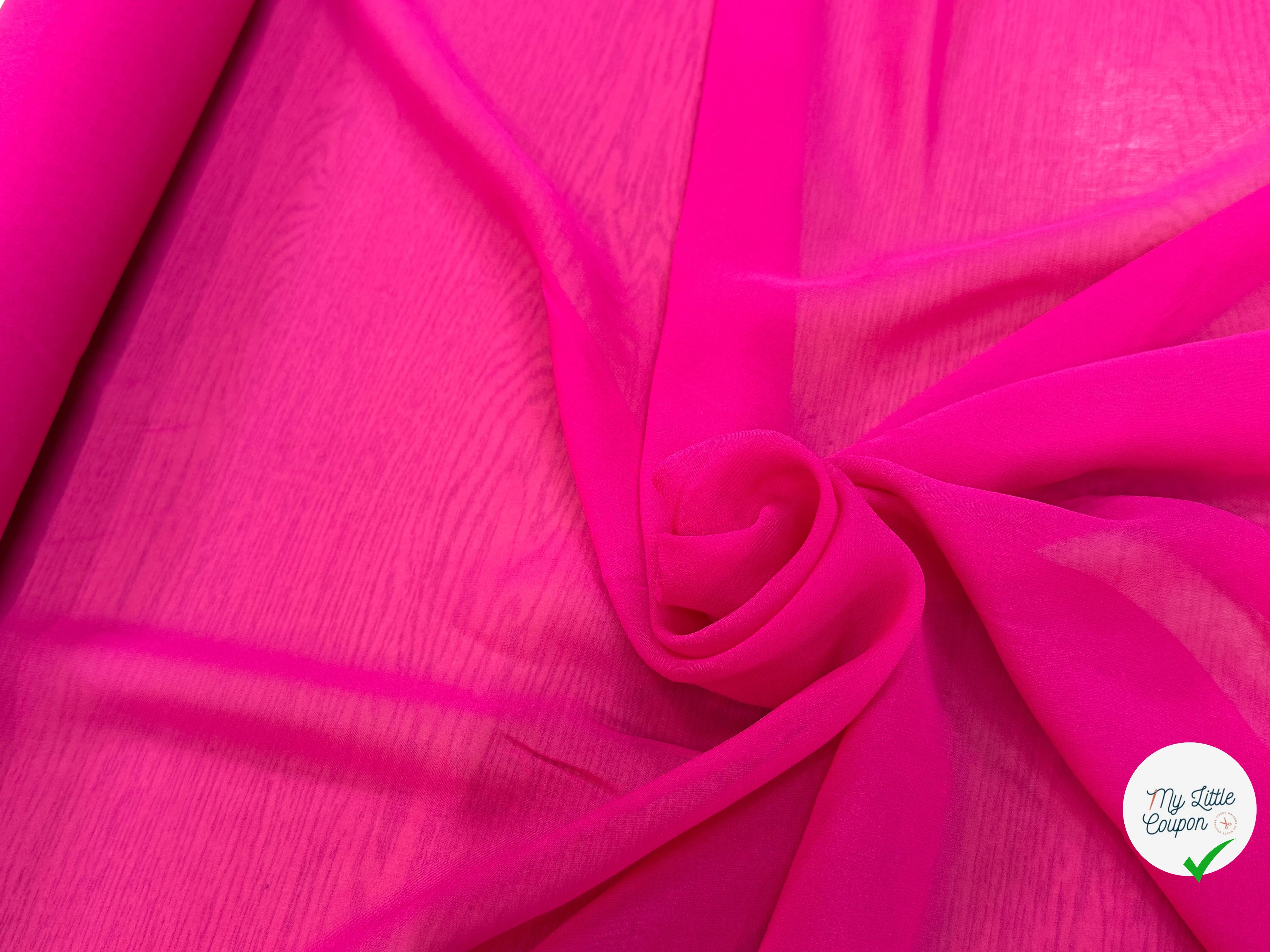 CREPE GEORGETTE DE SOIE ROSE FLASHY - My Little Coupon