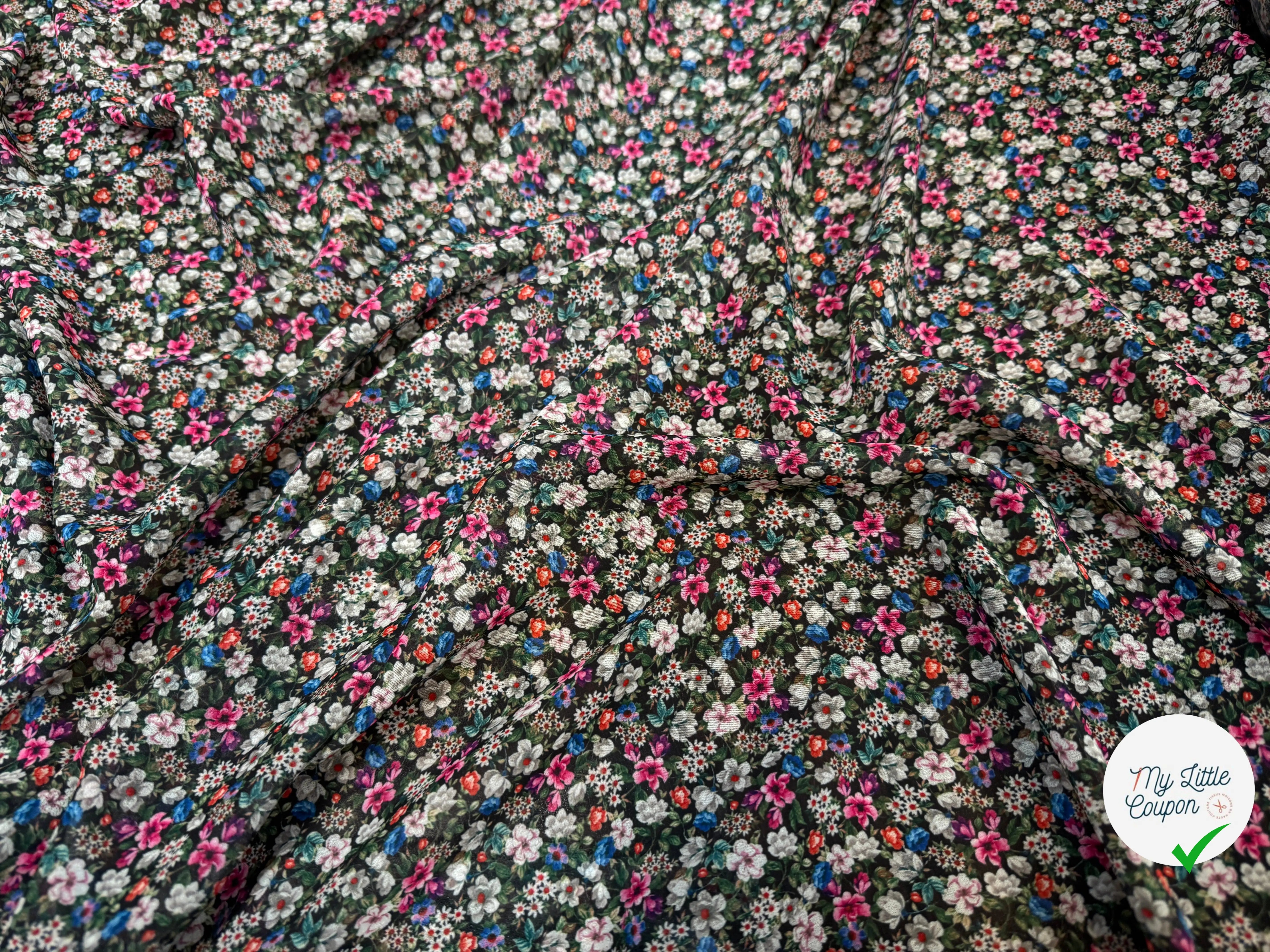 CREPE GEORGETTE EXPLOSION DE FLEURS - My Little Coupon