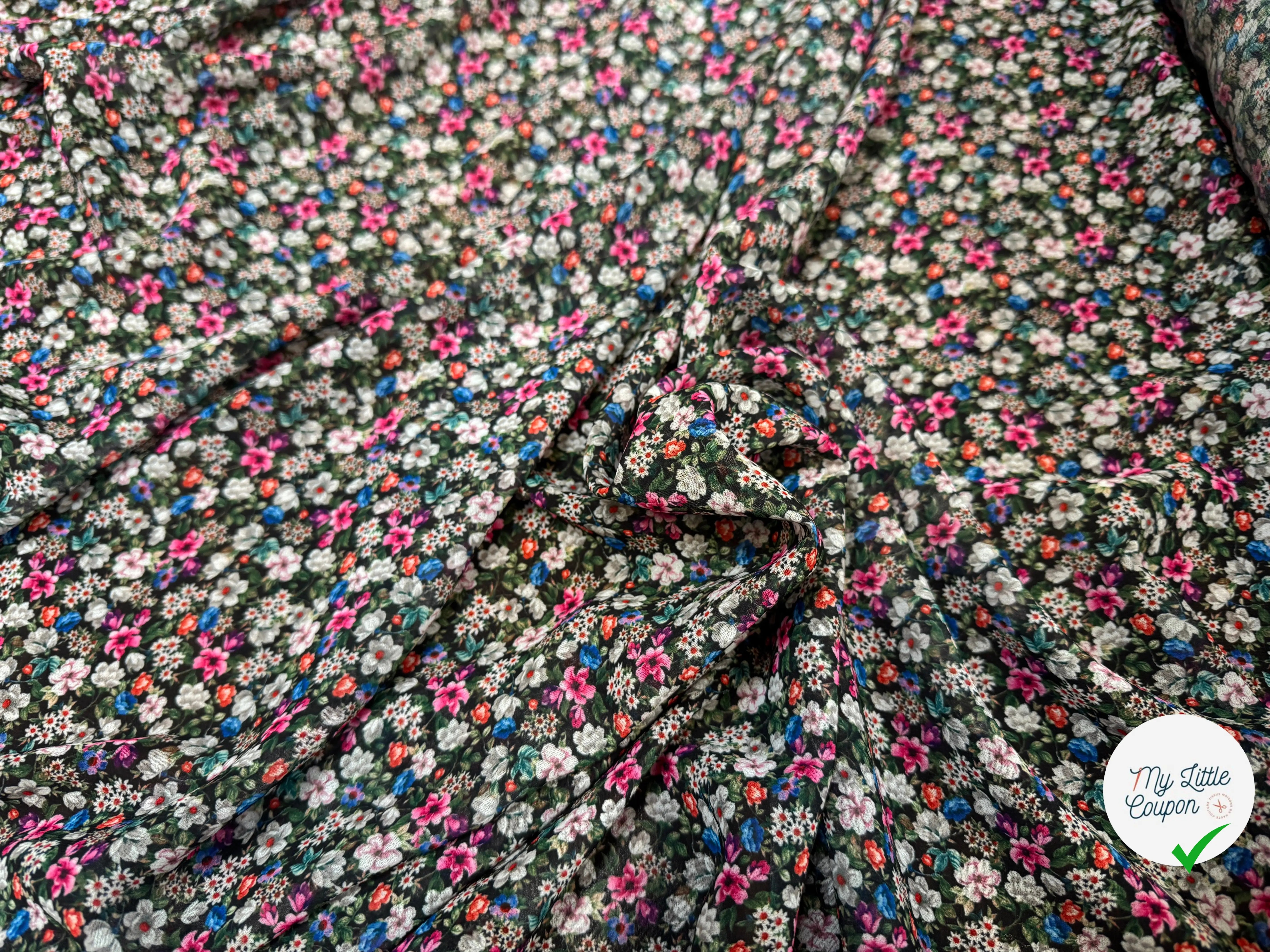 CREPE GEORGETTE EXPLOSION DE FLEURS - My Little Coupon