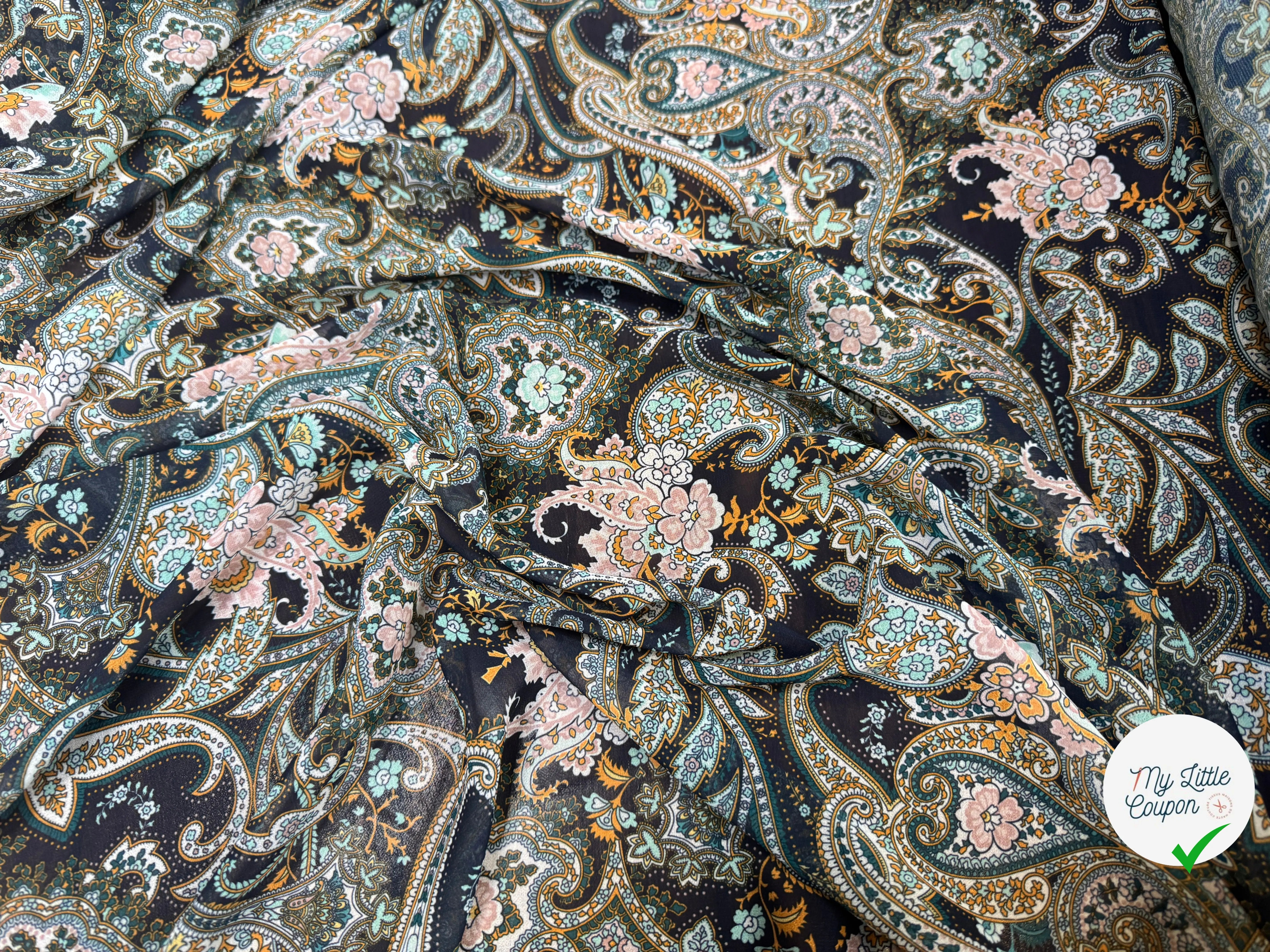 CREPE GEORGETTE EXPLOSION DE PAISLEY - My Little Coupon