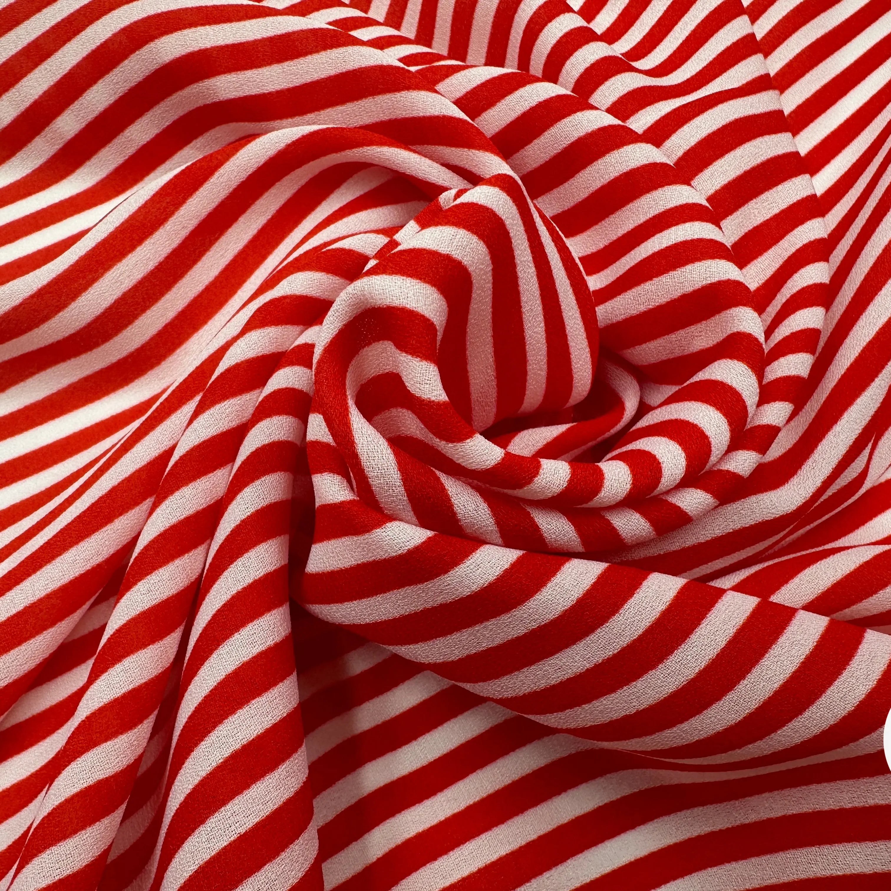 CRÊPE GEORGETTE RAYURES ROUGE & BLANC MLC INTERN