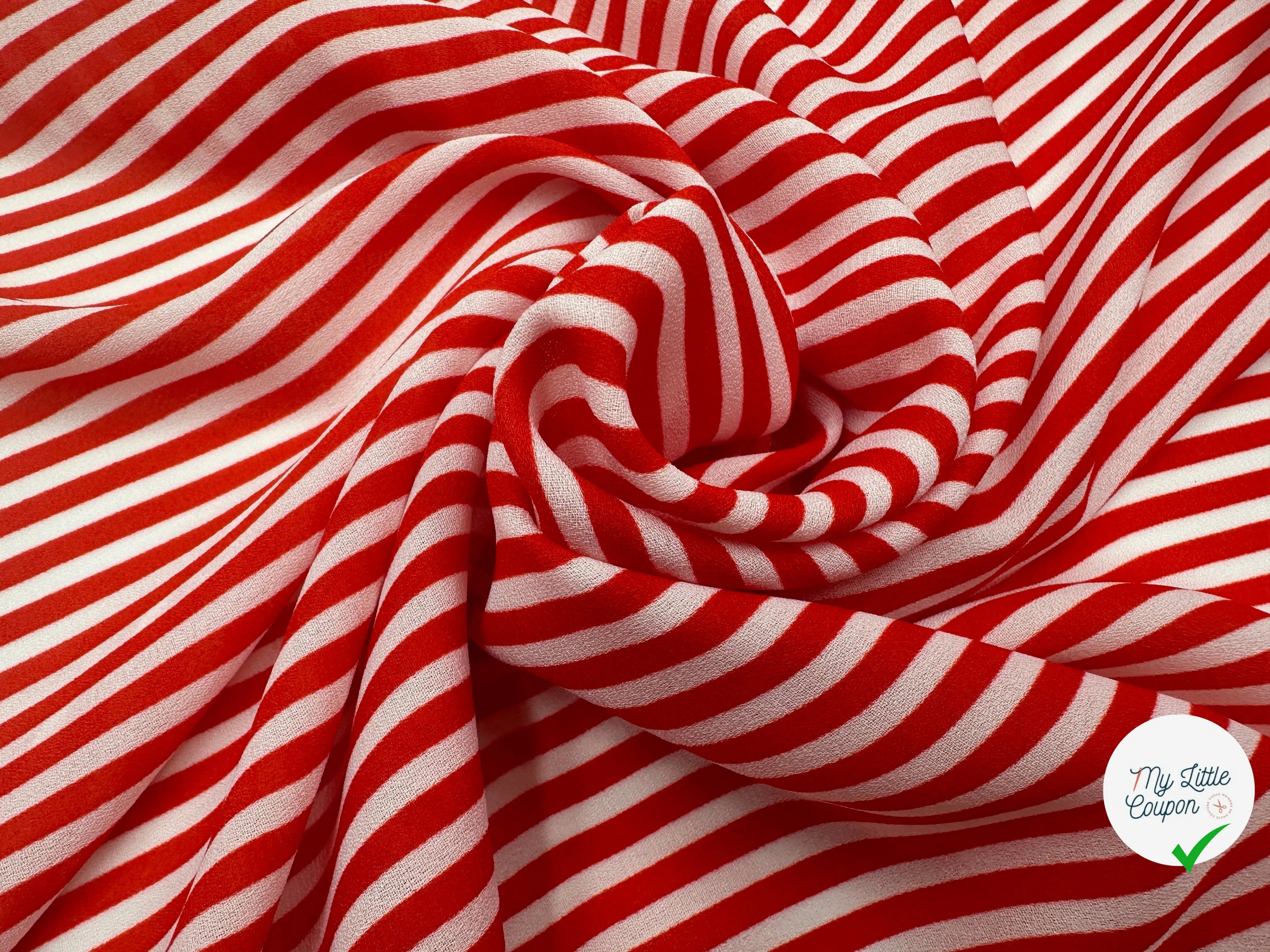 CRÊPE GEORGETTE RAYURES ROUGE & BLANC MLC INTERN