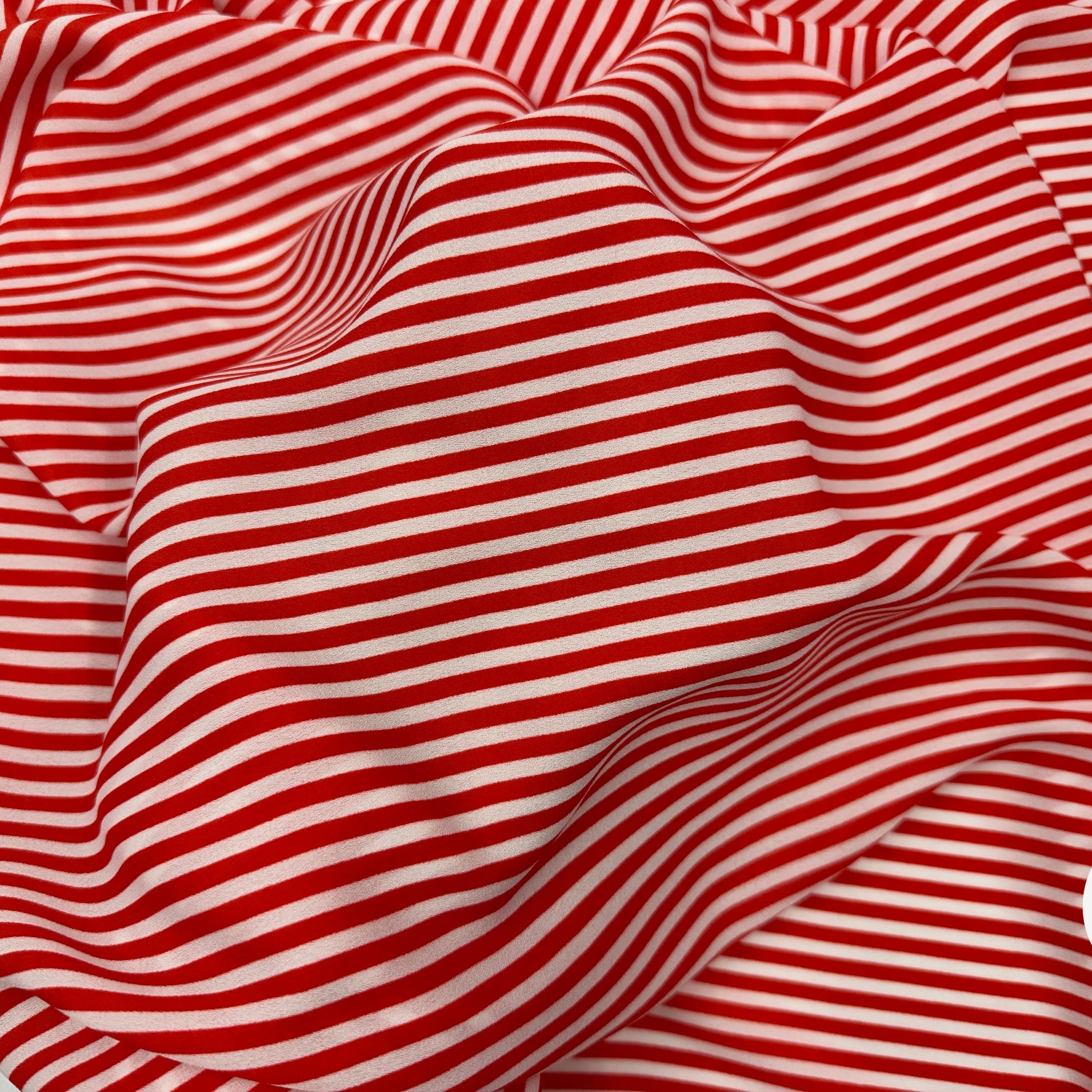 CRÊPE GEORGETTE RAYURES ROUGE & BLANC MLC INTERN