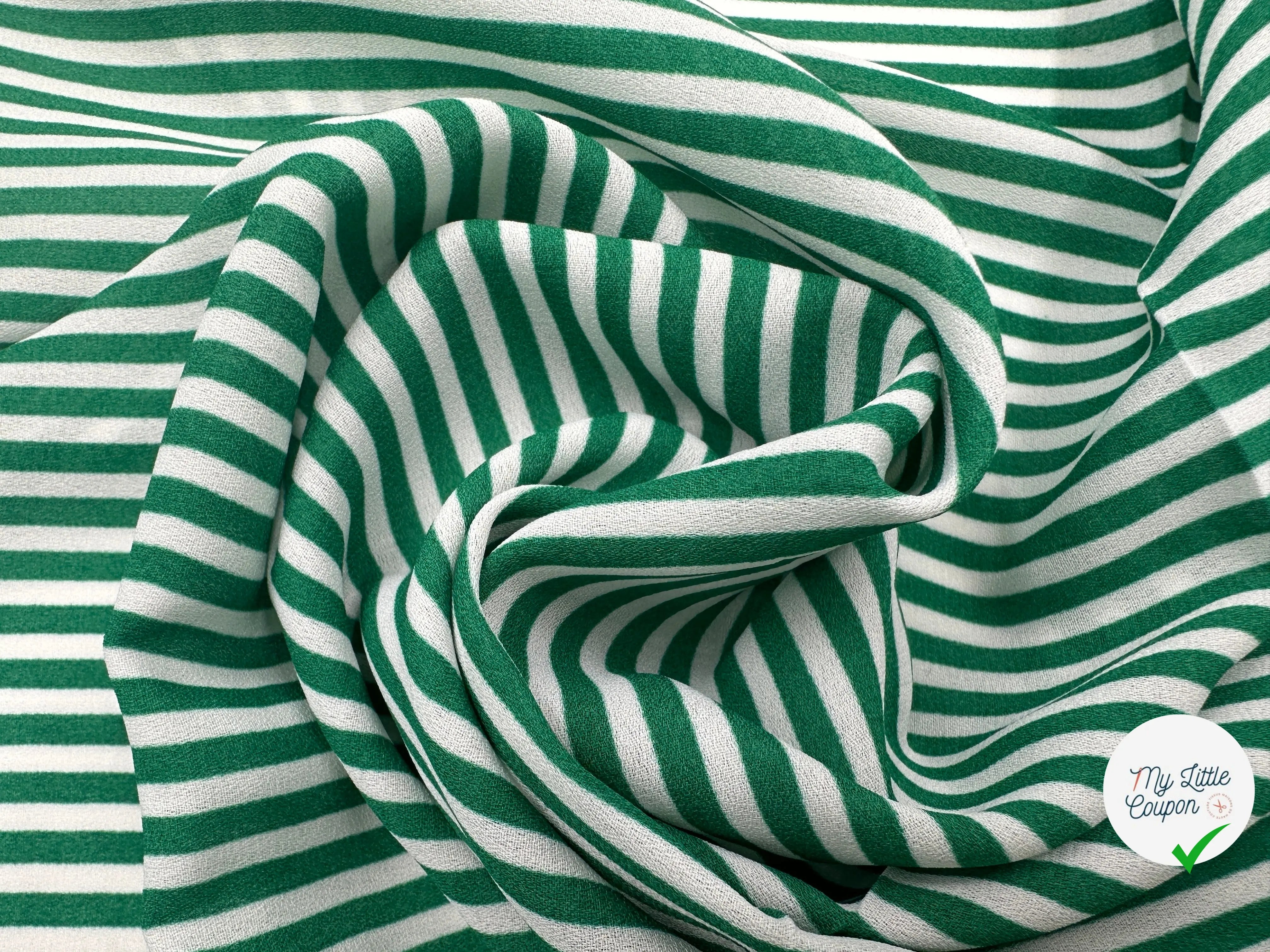 CRÊPE GEORGETTE RAYURES VERT BLANC MLC INTERN