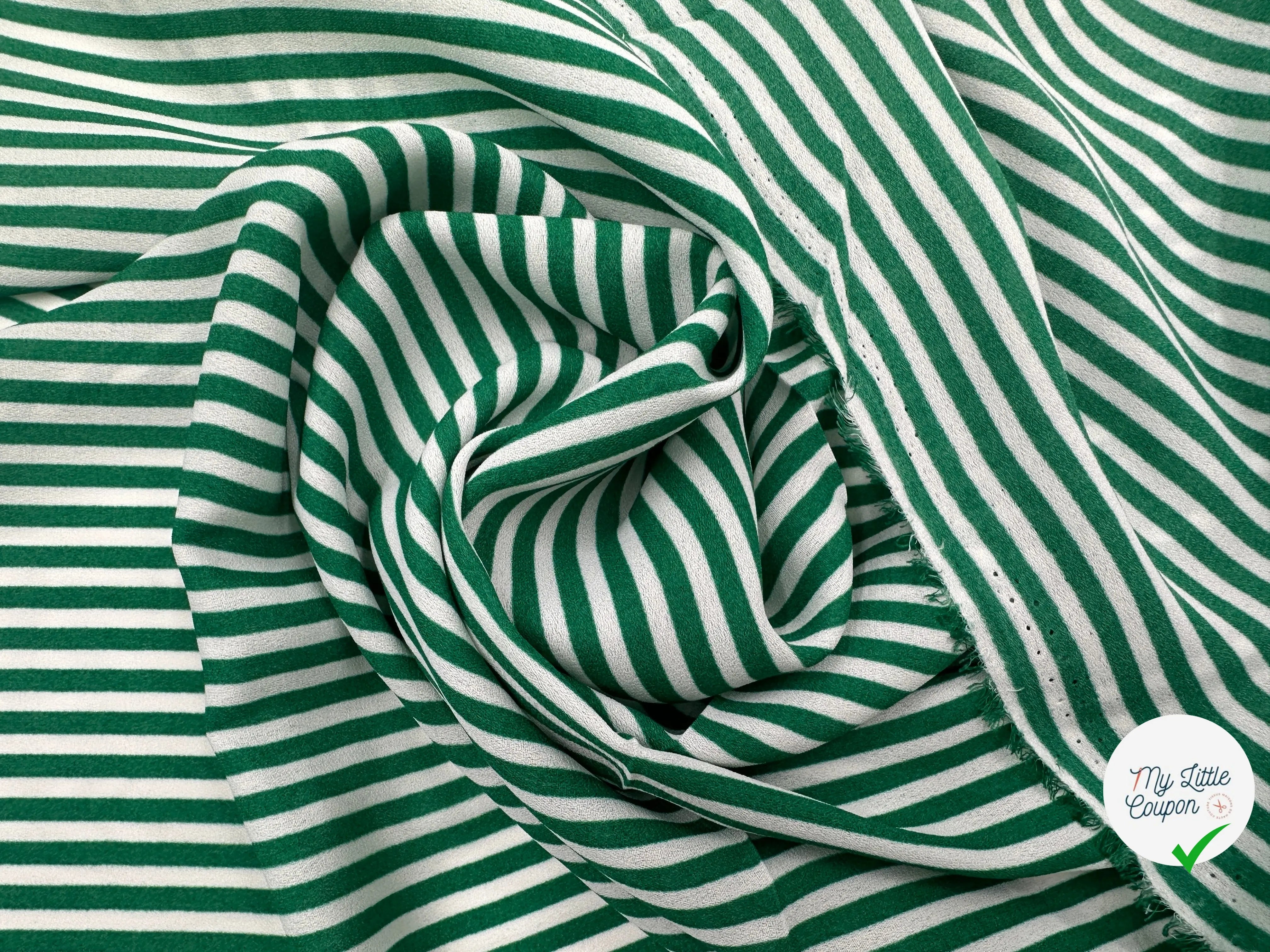 CRÊPE GEORGETTE RAYURES VERT BLANC MLC INTERN