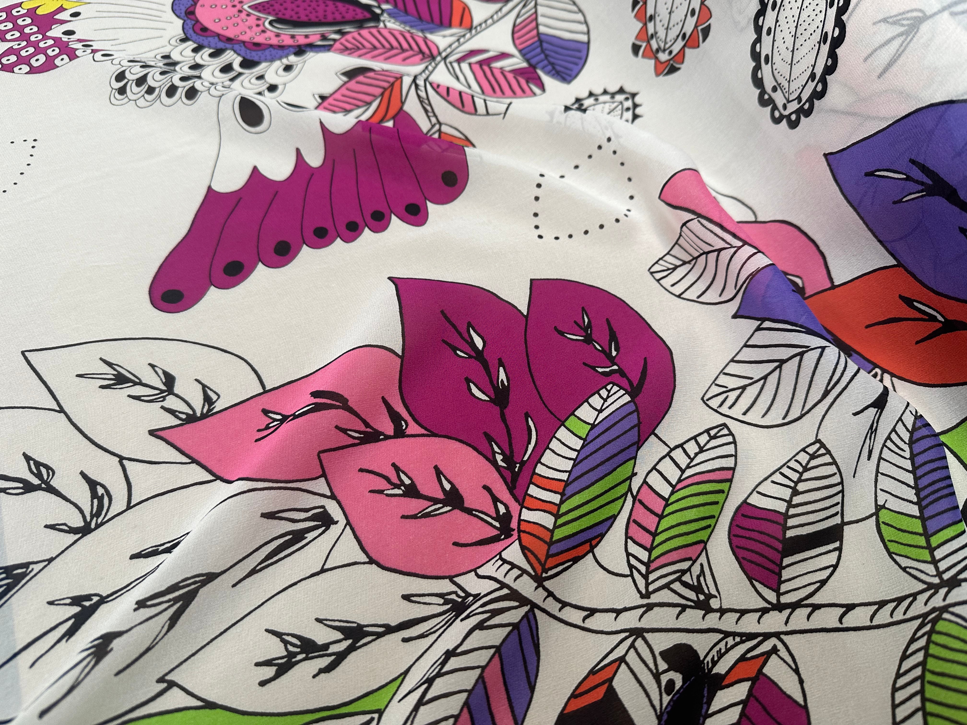 CREPE GEORGETTE SOIE FIORI PSICHEDELICI - My Little Coupon