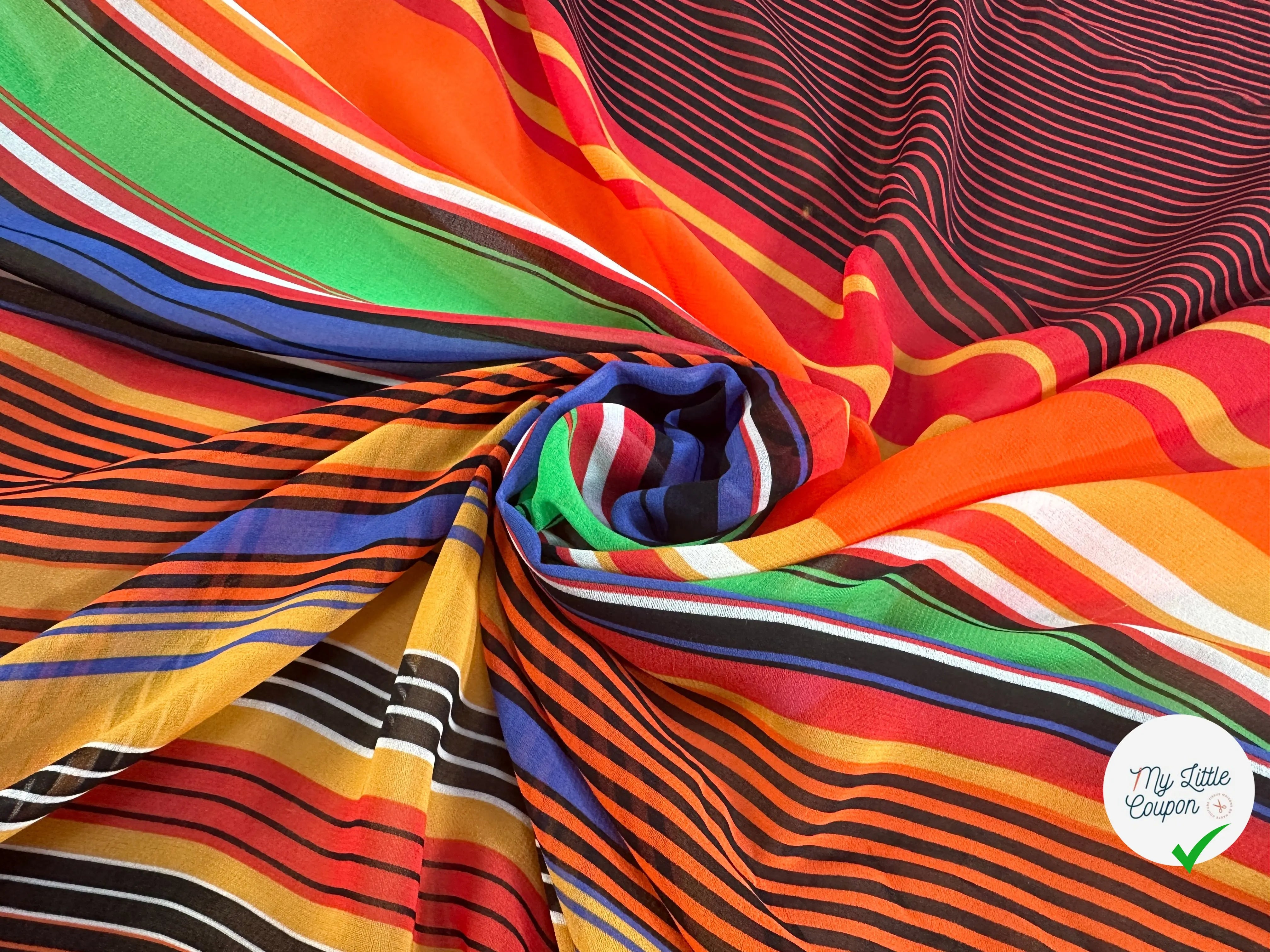 CREPE GEORGETTE STRIPES DE RAINBOW - My Little Coupon