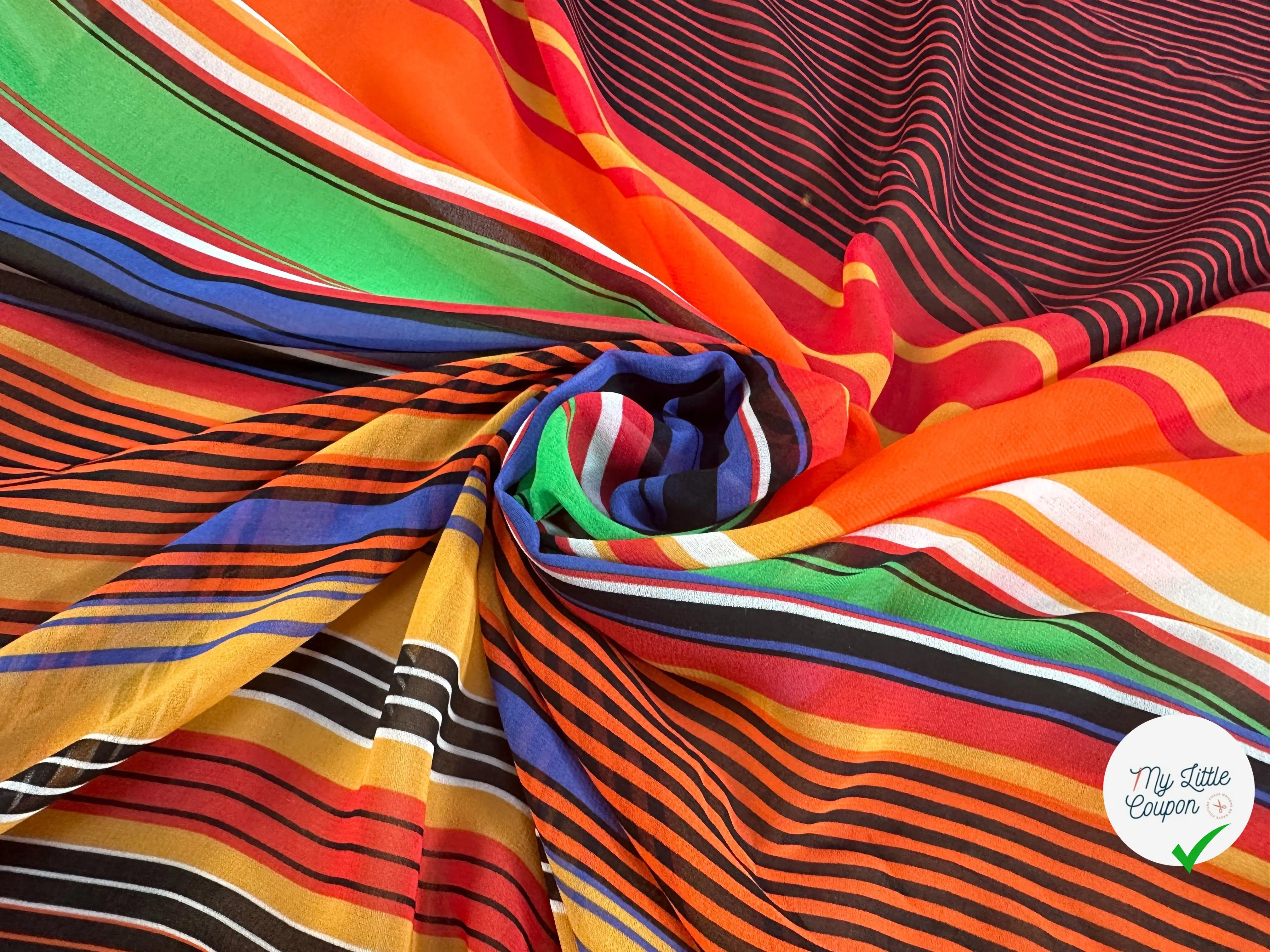 CREPE GEORGETTE STRIPES DE RAINBOWÂ - My Little Coupon