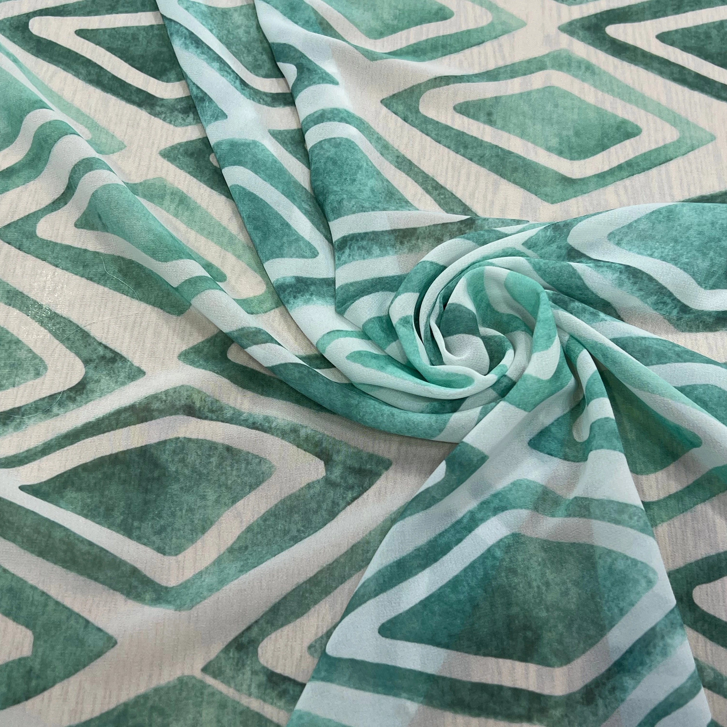 CREPE GEROGETTE LOSANGES VERT D'EAU - My Little Coupon