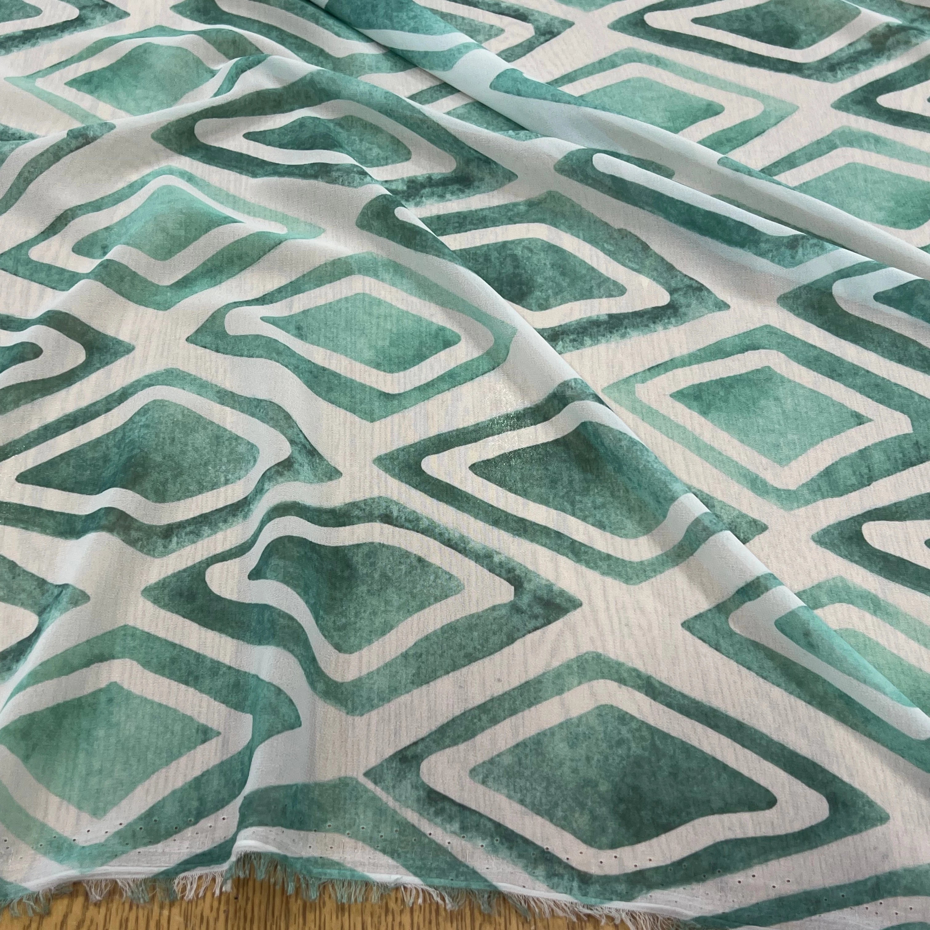 CREPE GEROGETTE LOSANGES VERT D'EAU - My Little Coupon