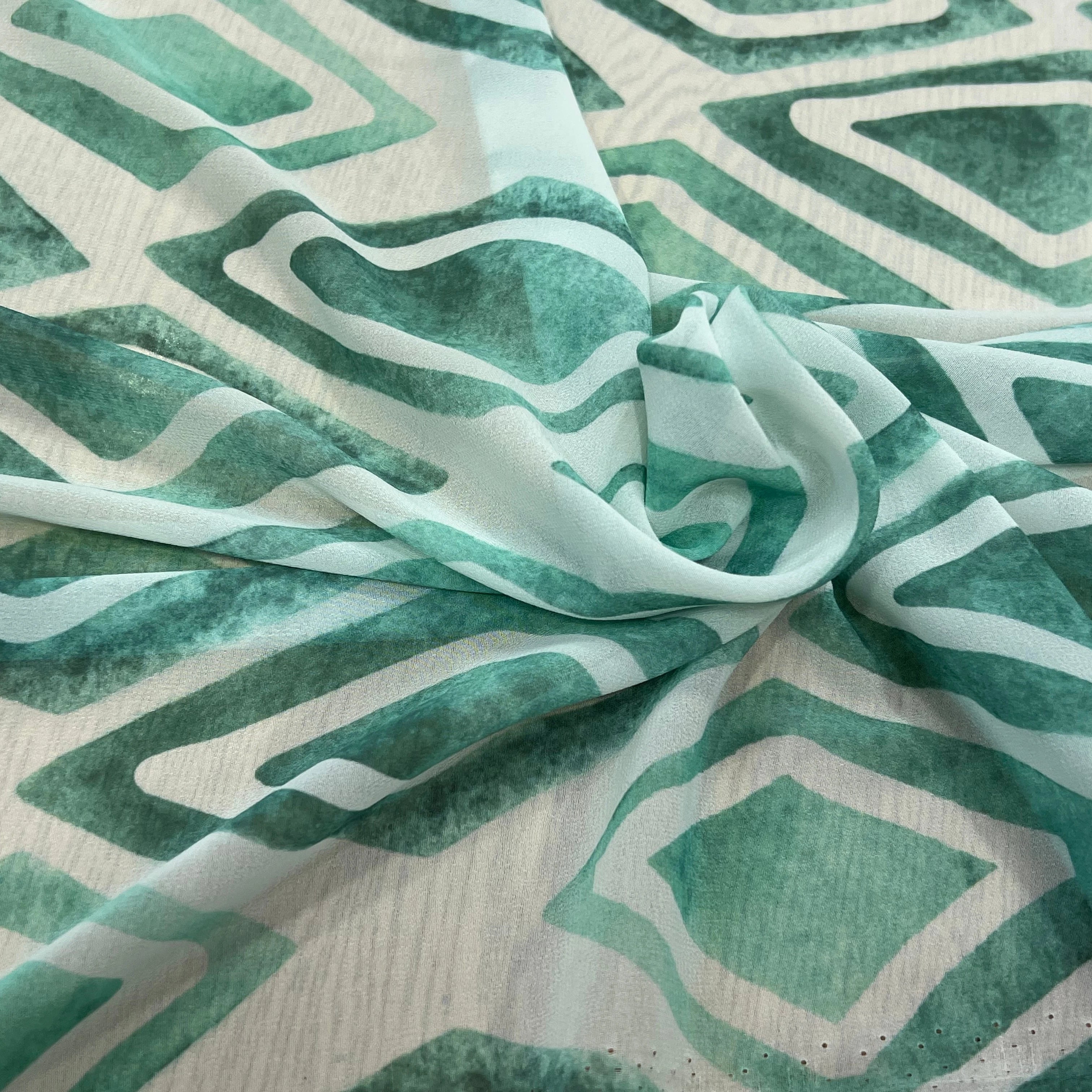 CREPE GEROGETTE LOSANGES VERT D'EAU - My Little Coupon