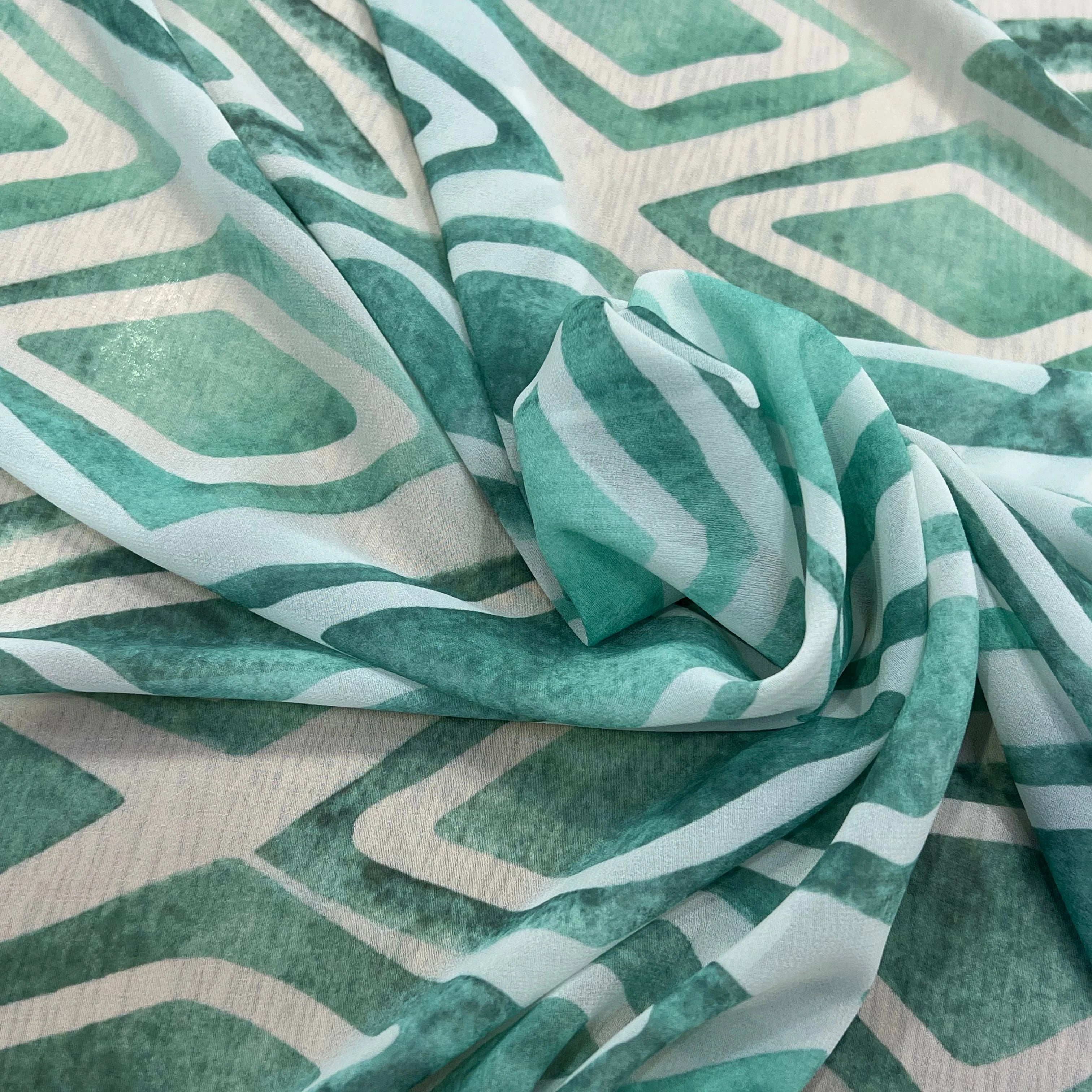 CREPE GEROGETTE LOSANGES VERT D'EAU - My Little Coupon