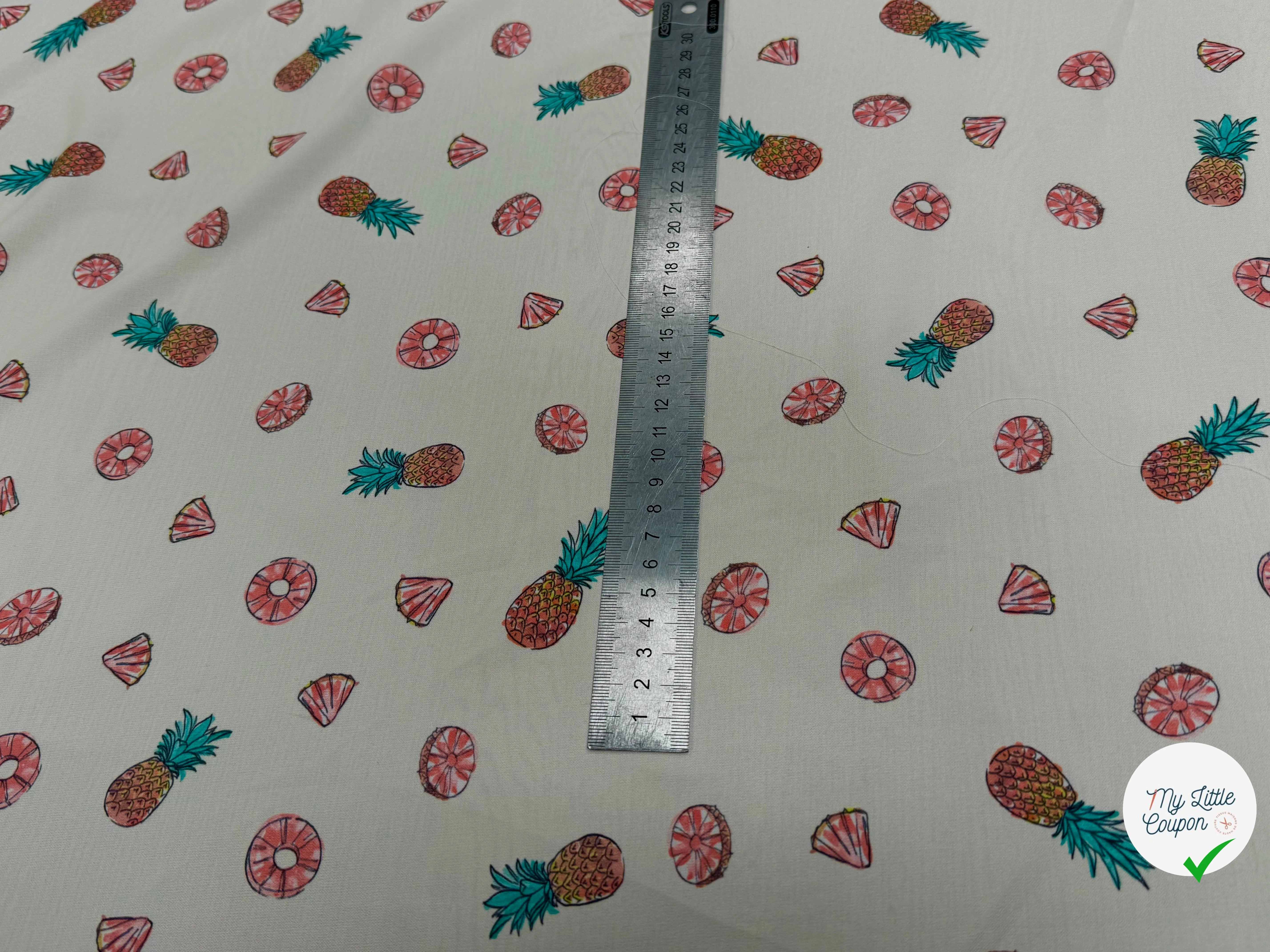 CREPE IMPRIMÉ ANANAS FLUIDE FOND ÉCRU - My Little Coupon