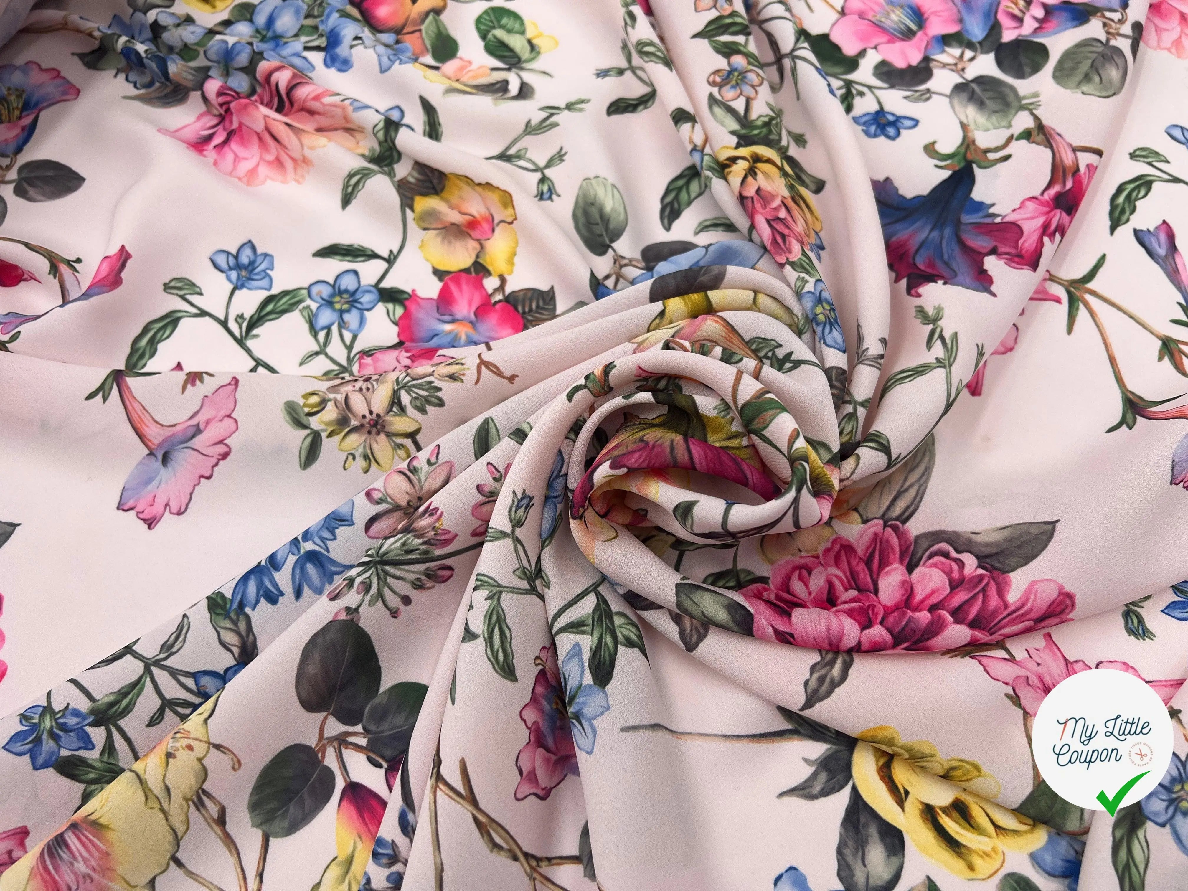 CRÊPE IMPRIMÉ FLEURS DE ROMANCE - My Little Coupon - tissu - coudre