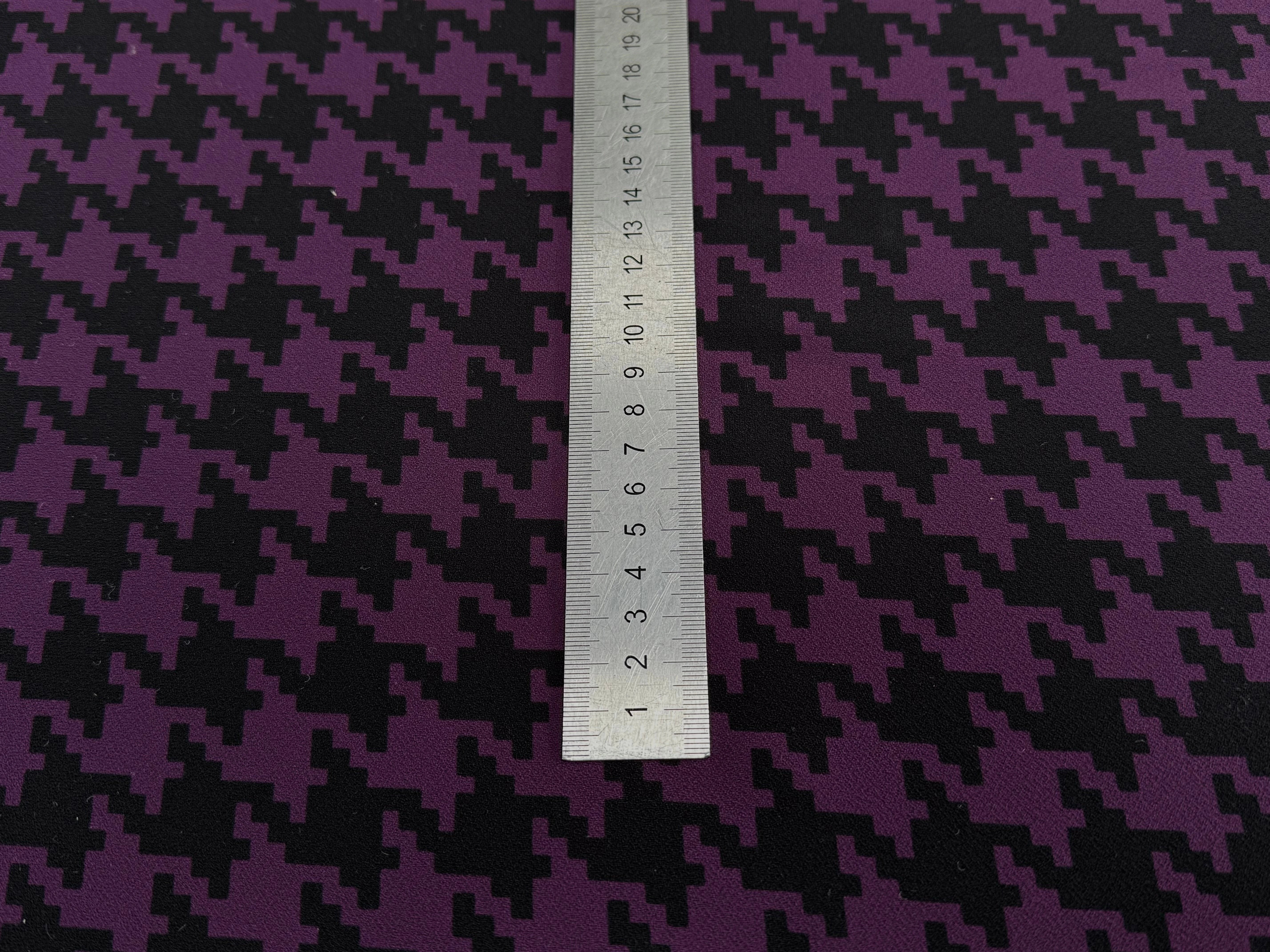 CREPE IMPRIMÉ GAMING PIED DE COQ AUBERGINE NOIR - My Little Coupon