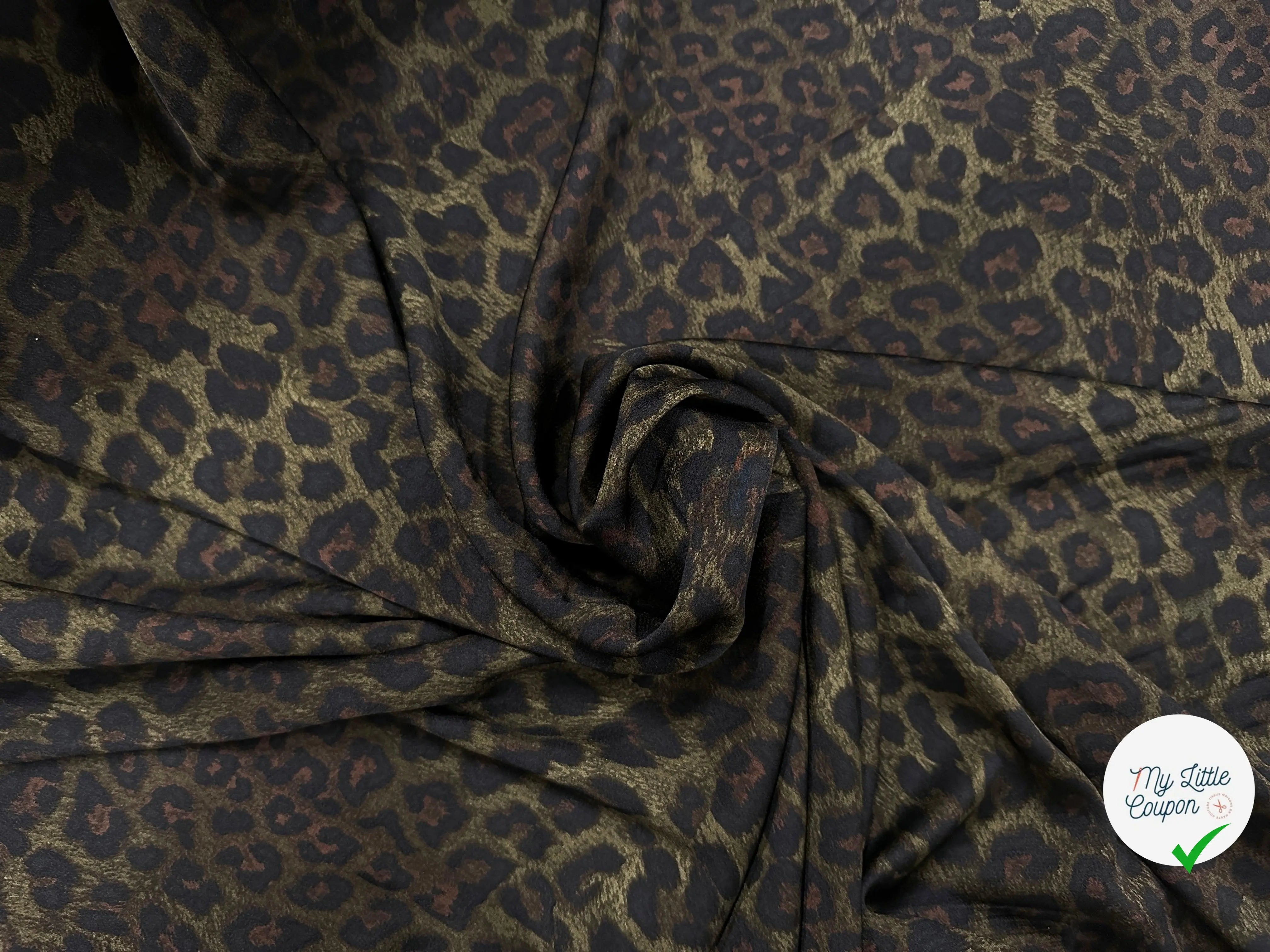 CRÊPE IMPRIMÉ LÉOPARD JUNGLE GREEN - My Little Coupon - tissu - coudre