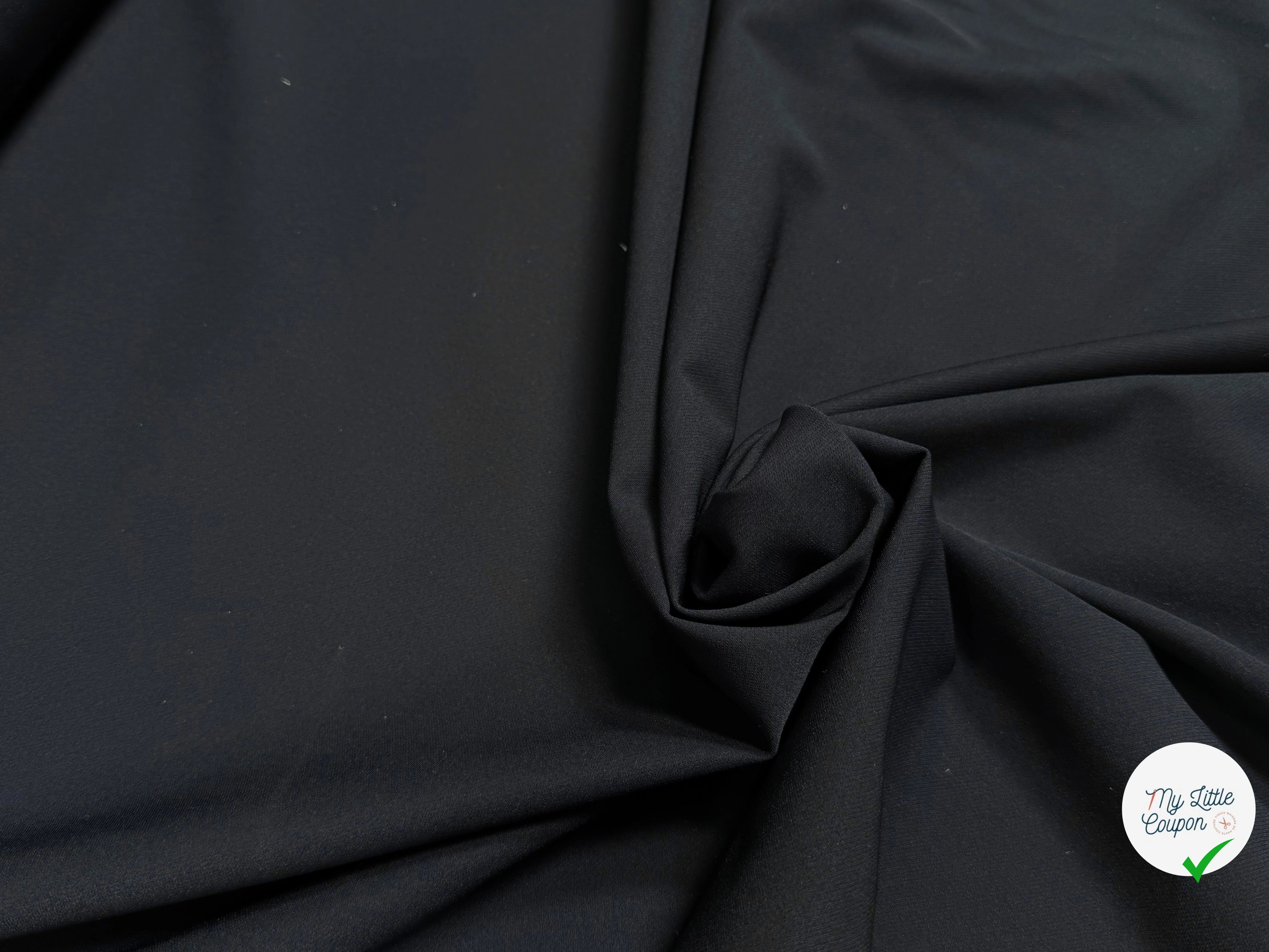 CREPE LÉGÈREMENT SATINÉ ASPECT PEACHSKIN ULTRA STRETCH NOIR - My Little Coupon