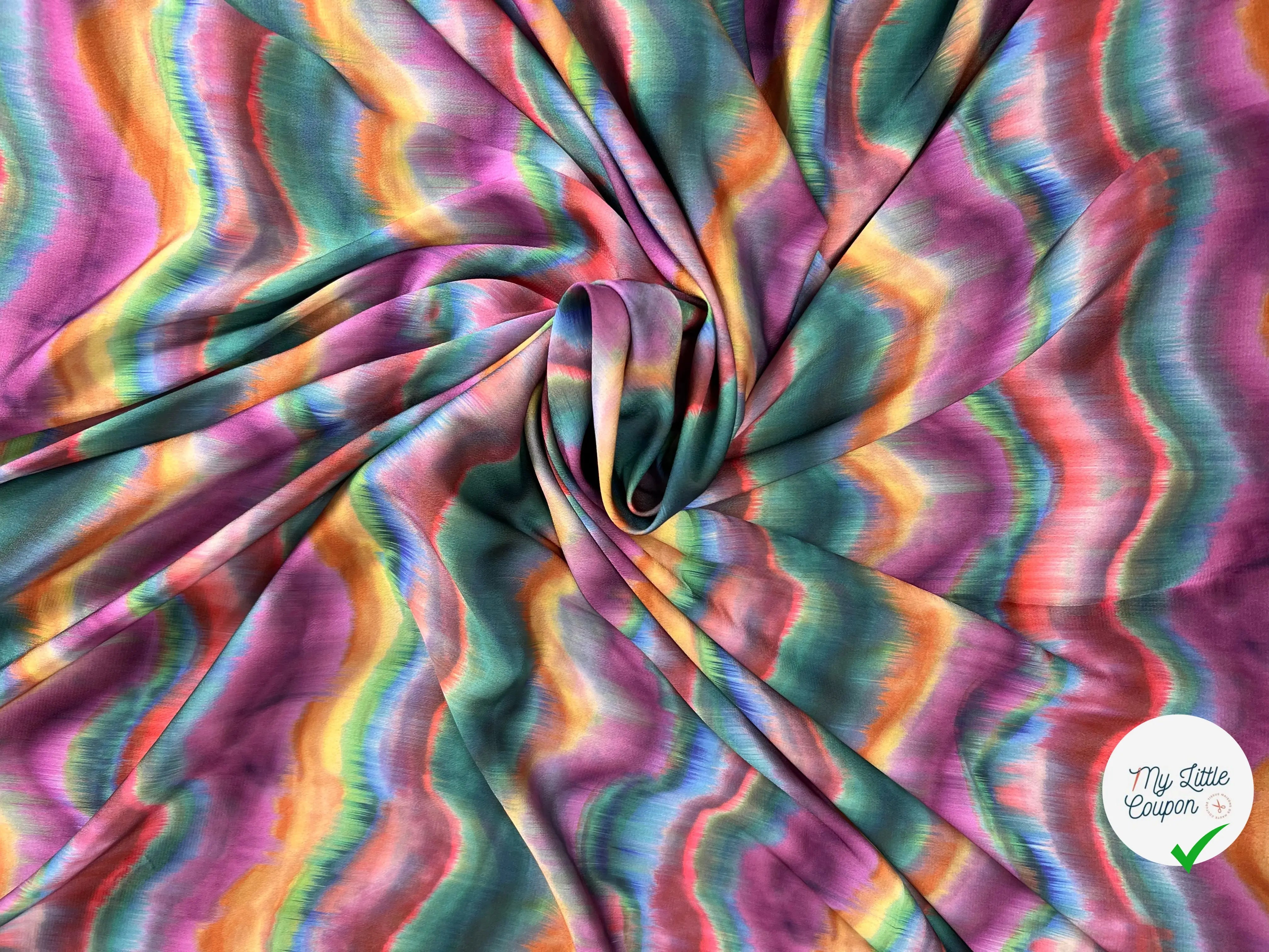 CRÊPE LÉGÈREMENT SATINÉ MULTICOLORS WAVES - My Little Coupon