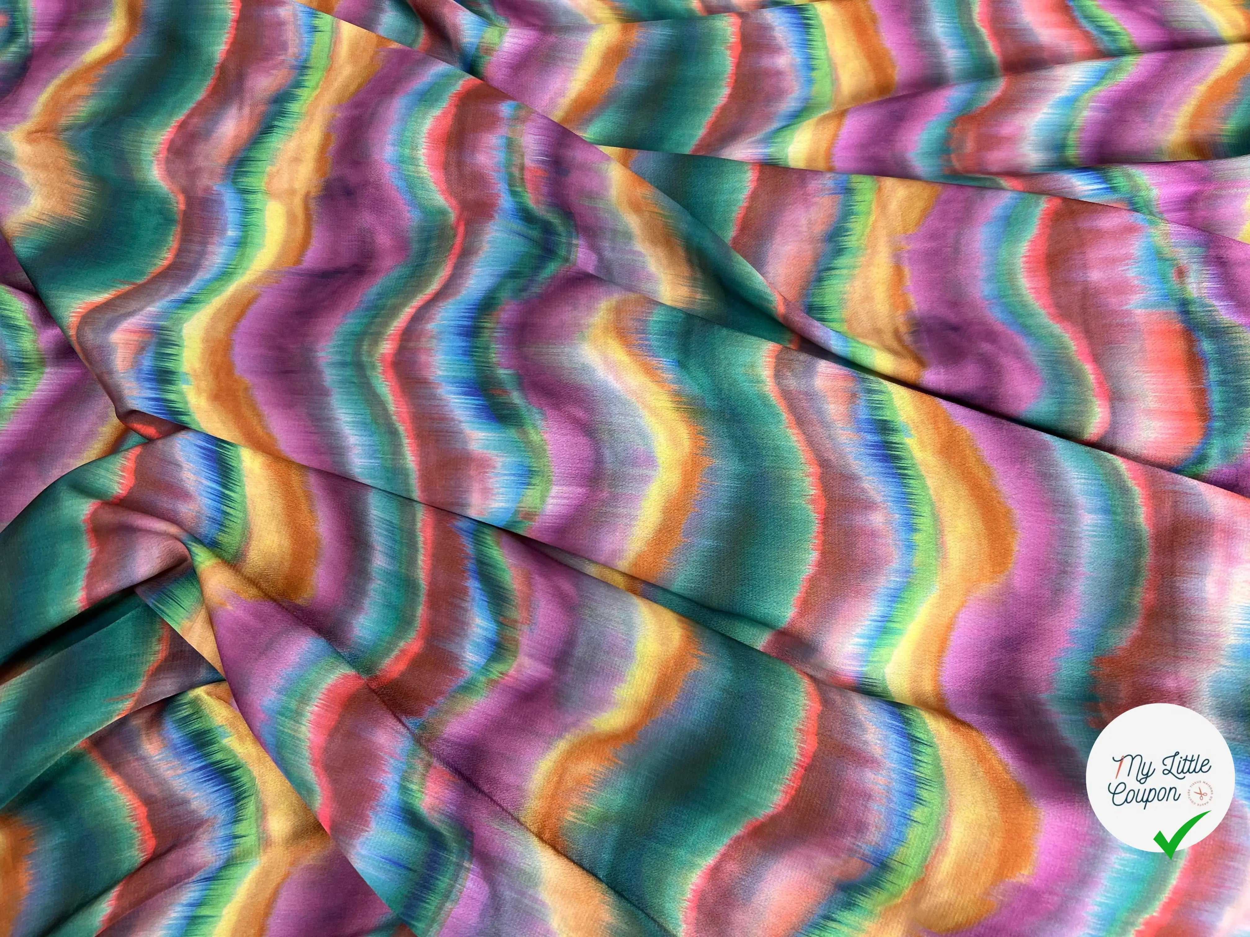 CRÊPE LÉGÈREMENT SATINÉ MULTICOLORS WAVES - My Little Coupon