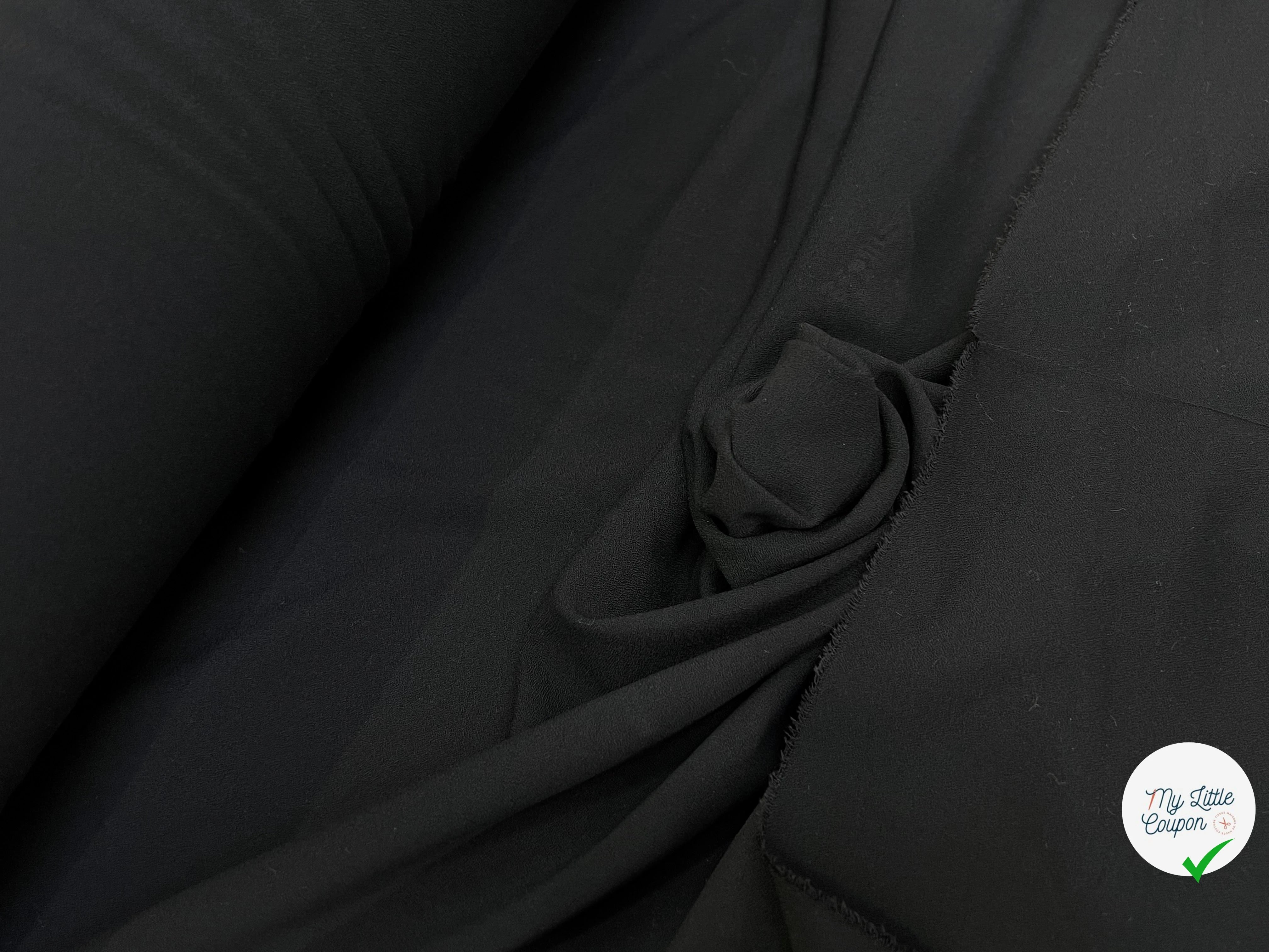 CREPE LOURD ACETATE VISCOSE SEMI-LOURD TOMBÉ FLUIDE NOIR LÉGÈREMENT STRETCH - My Little Coupon