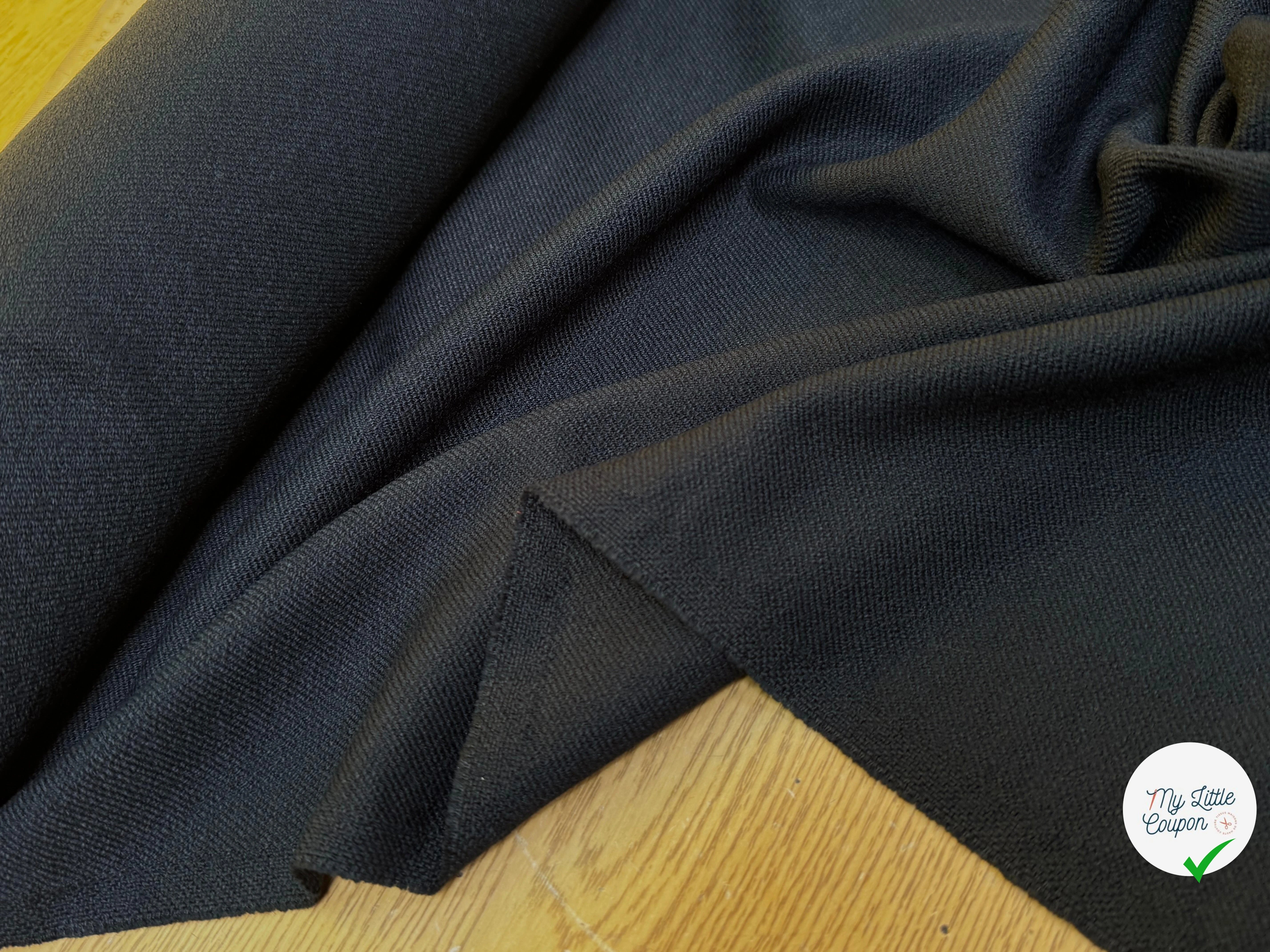 CREPE LOURD ASPECT MOUSSE NOIR 25% VISCOSE BEAU TOMBÉ - My Little Coupon