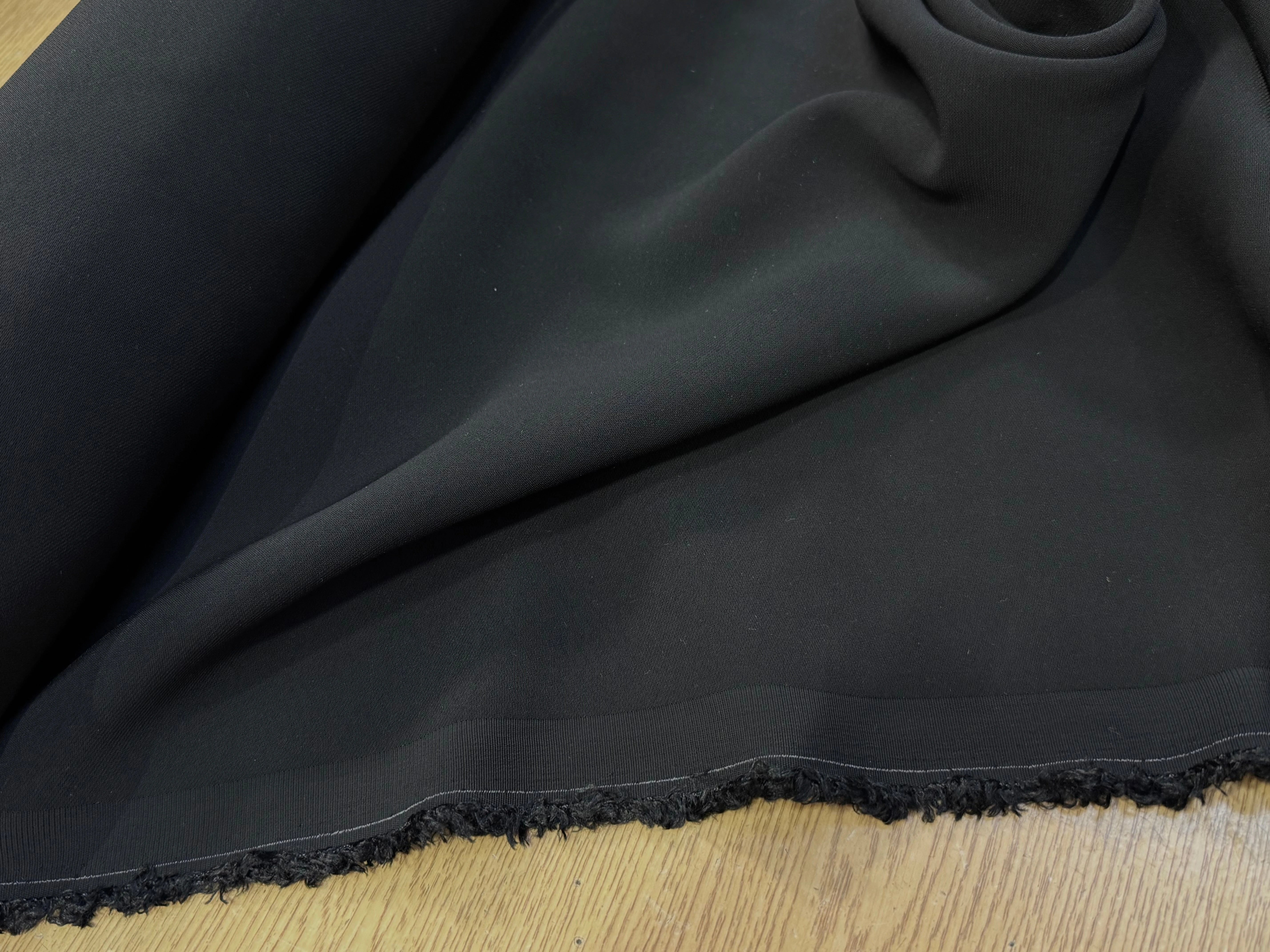 CREPE LOURD CONTRECOLLÉ COTON LÉGÈREMENT STRETCH NOIR - My Little Coupon