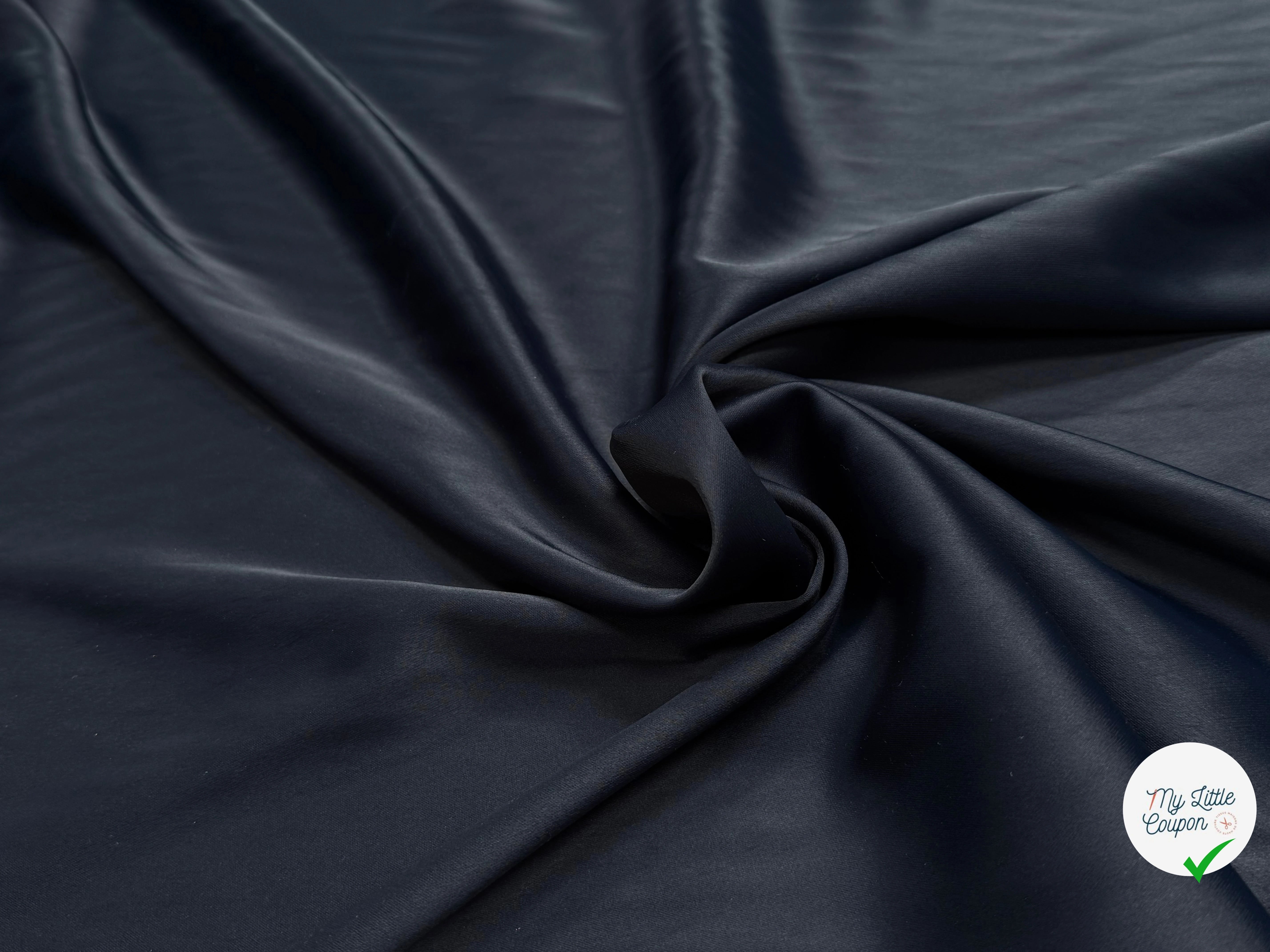 CREPE LOURD ENVERS SATIN ACETATE VISCOSE BLEU FONCÉ STRETCH - My Little Coupon