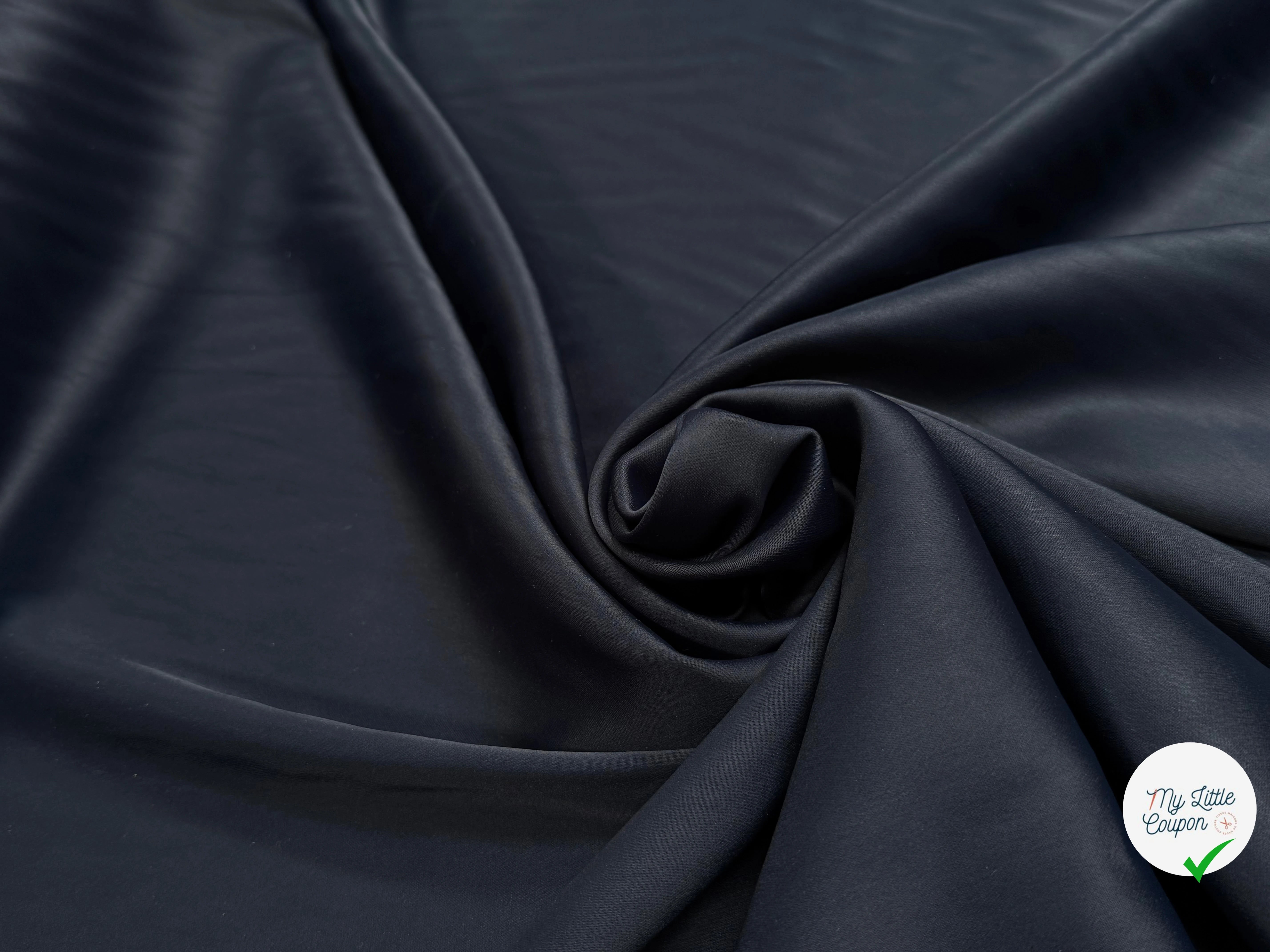 CREPE LOURD ENVERS SATIN ACETATE VISCOSE BLEU FONCÉ STRETCH - My Little Coupon