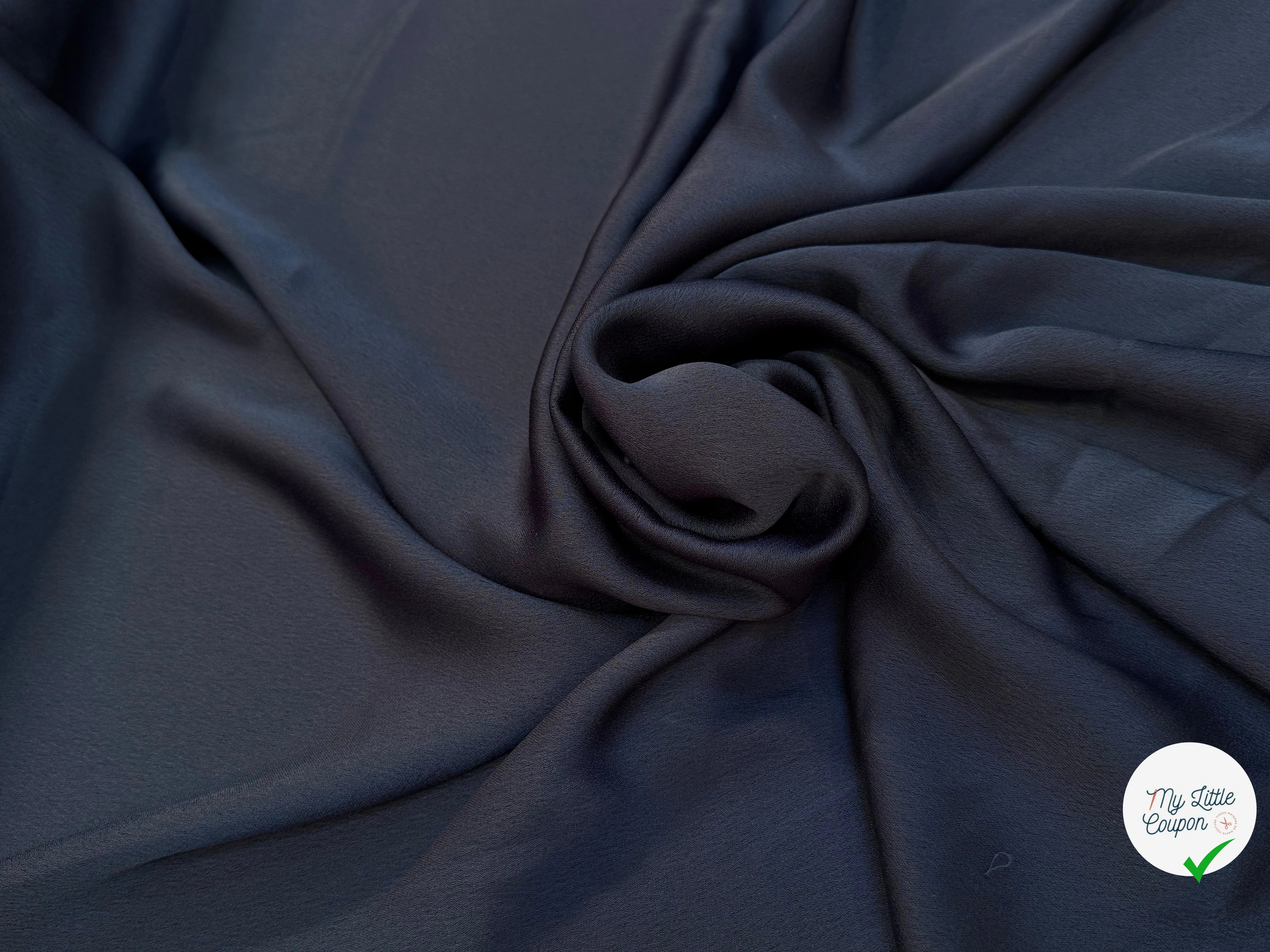 CREPE LOURD ENVERS SATIN MARINE QUALITÉ COUTURE - My Little Coupon