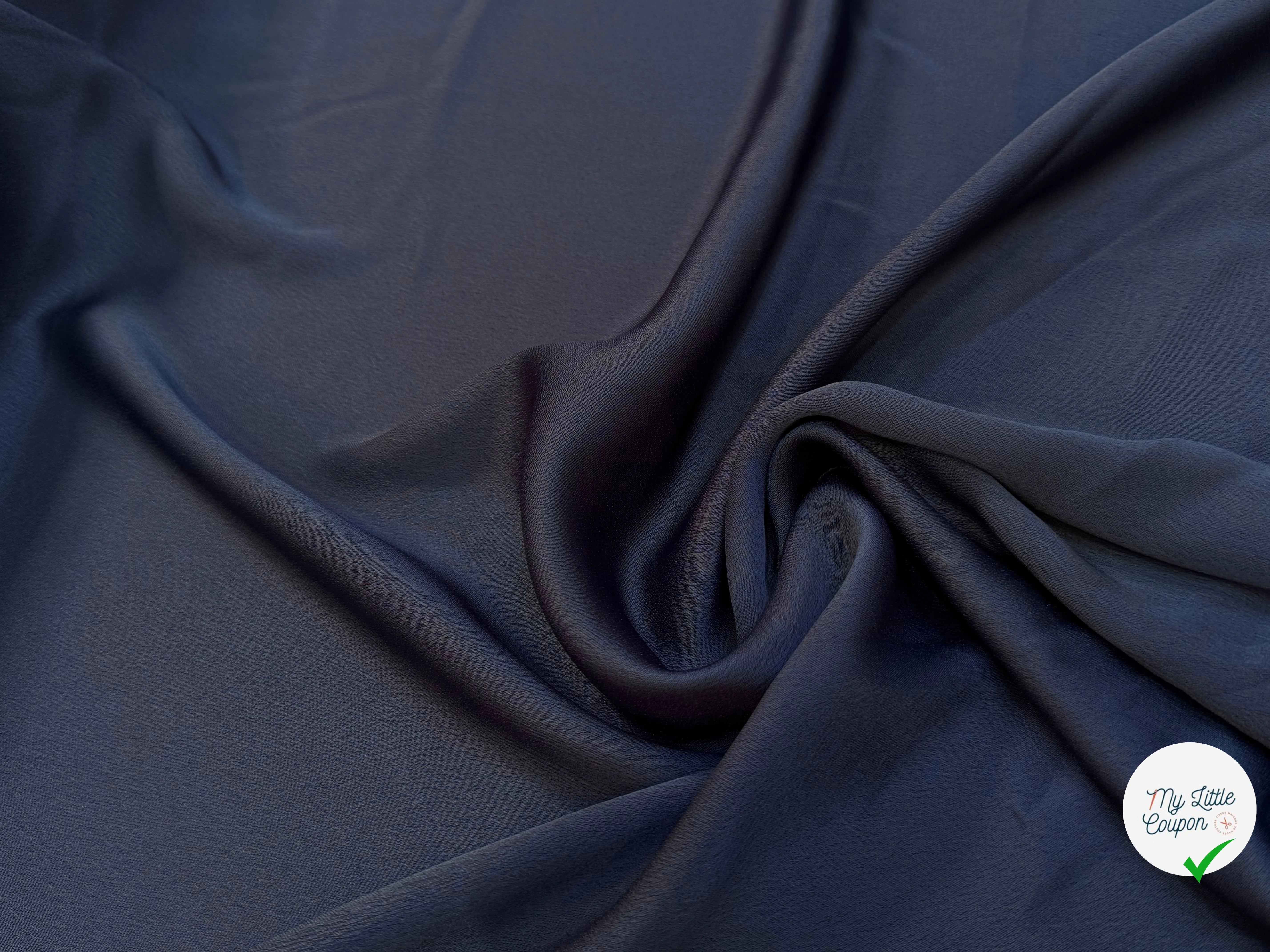 CREPE LOURD ENVERS SATIN MARINE QUALITÉ COUTURE - My Little Coupon