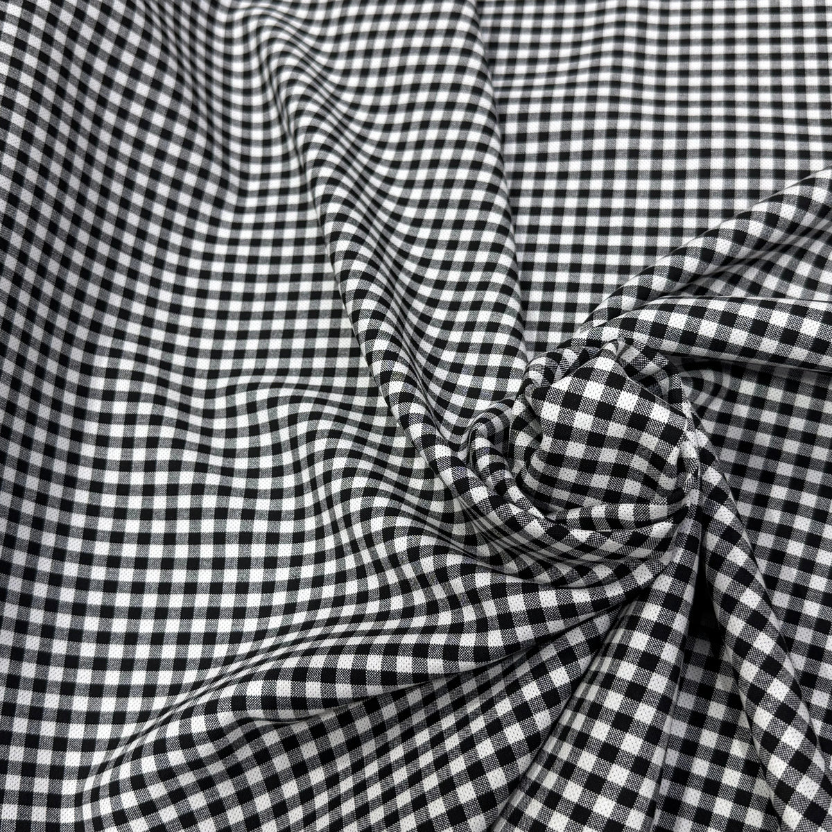 CRÊPE LOURD JAPAN VICHY BLANC NOIR STRETCH SUPER TENUE 28% VISCOSE - My Little Coupon