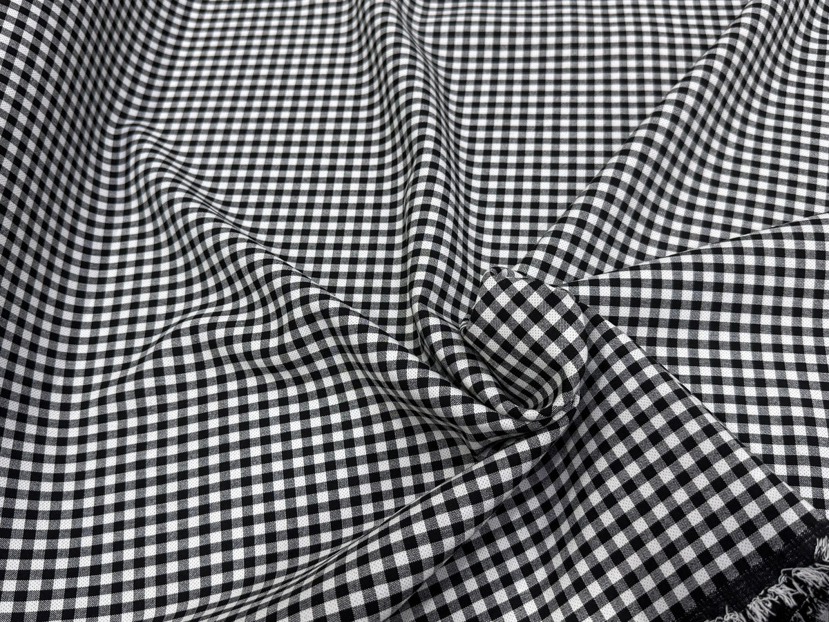CRÊPE LOURD JAPAN VICHY BLANC NOIR STRETCH SUPER TENUE 28% VISCOSE - My Little Coupon