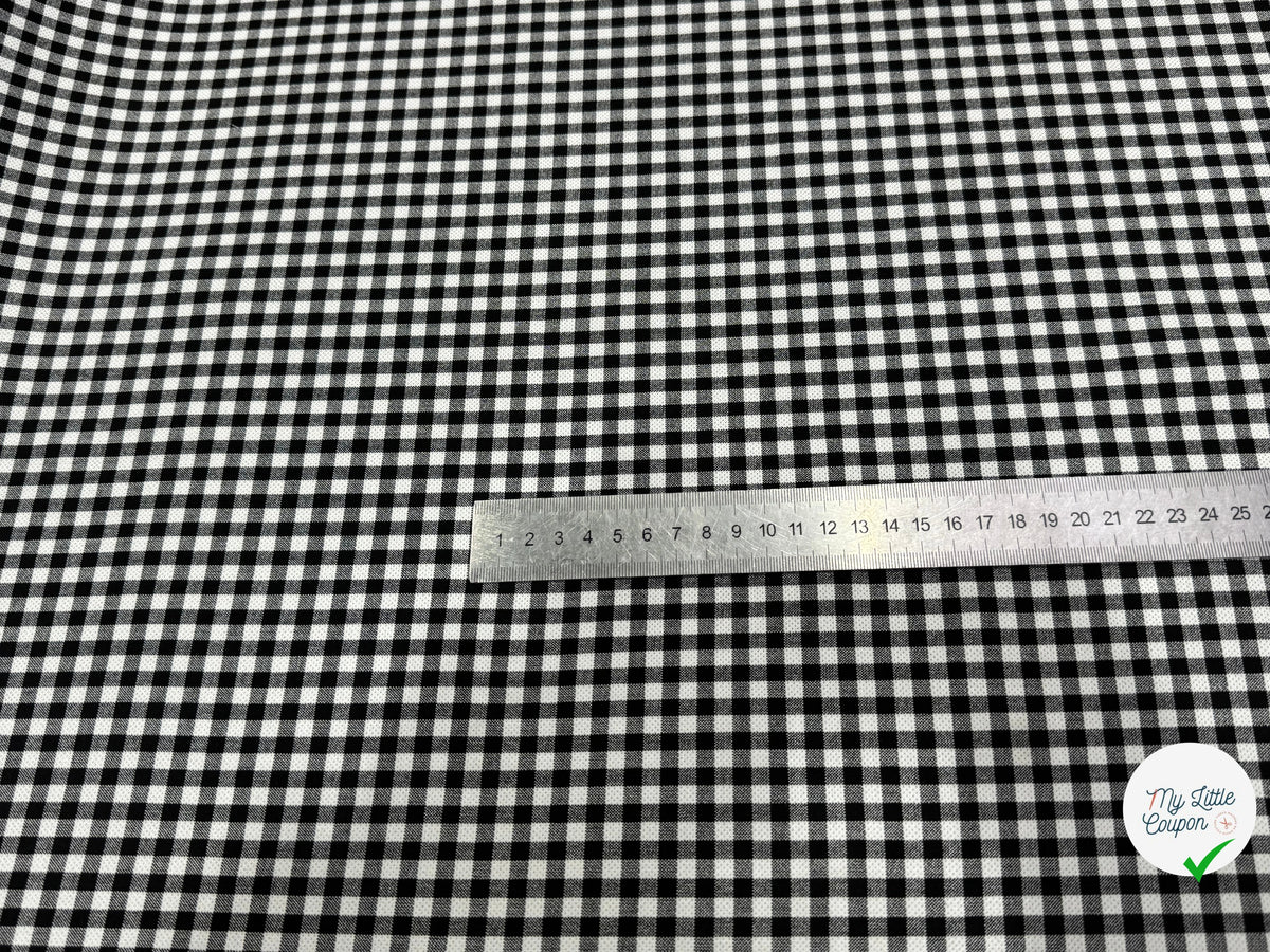 CRÊPE LOURD JAPAN VICHY BLANC NOIR STRETCH SUPER TENUE 28% VISCOSE - My Little Coupon