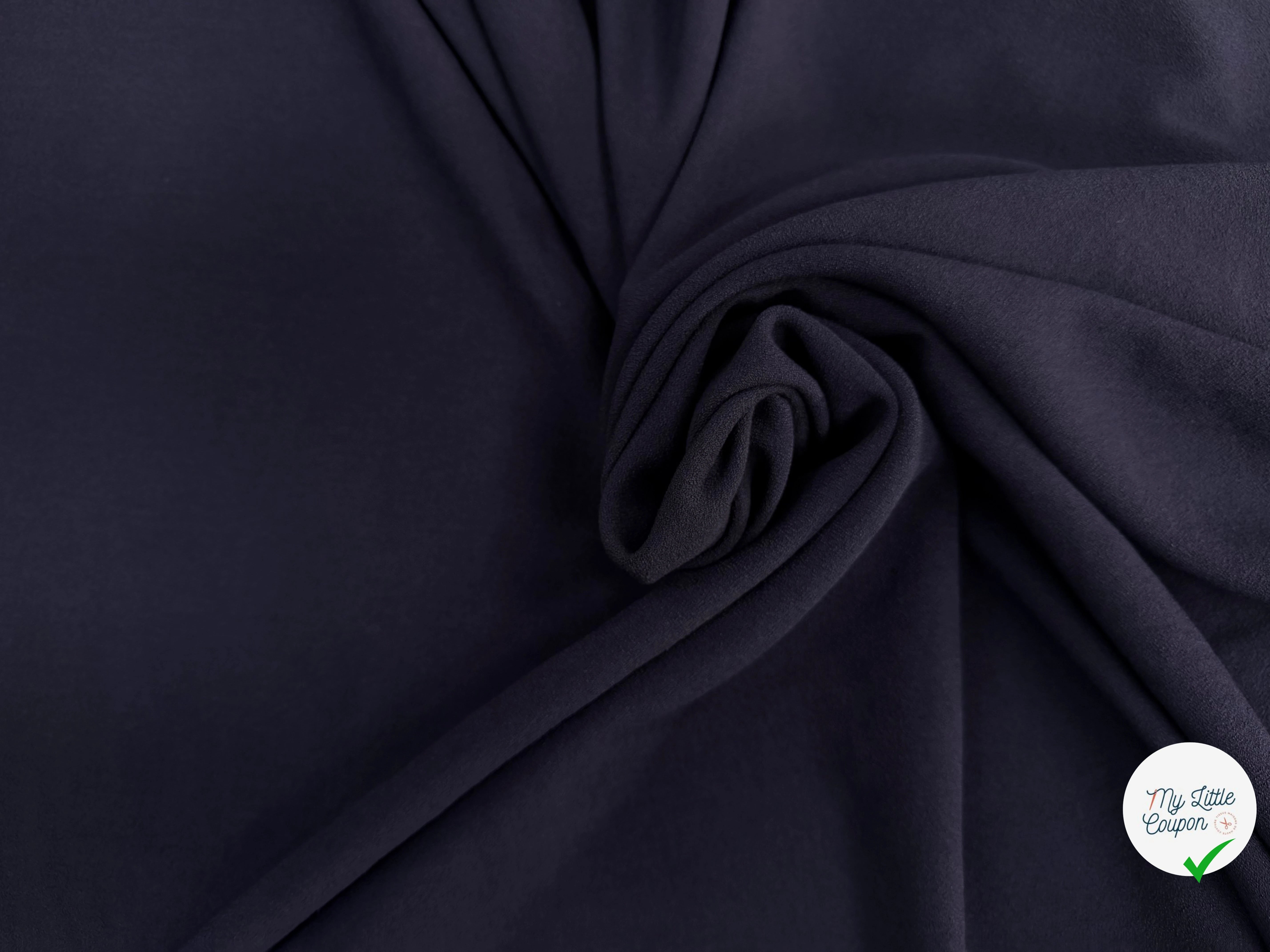 CREPE LOURD MOUSSE POLYVISOSE STRETCH BLEU NAVY SUBLIME - My Little Coupon