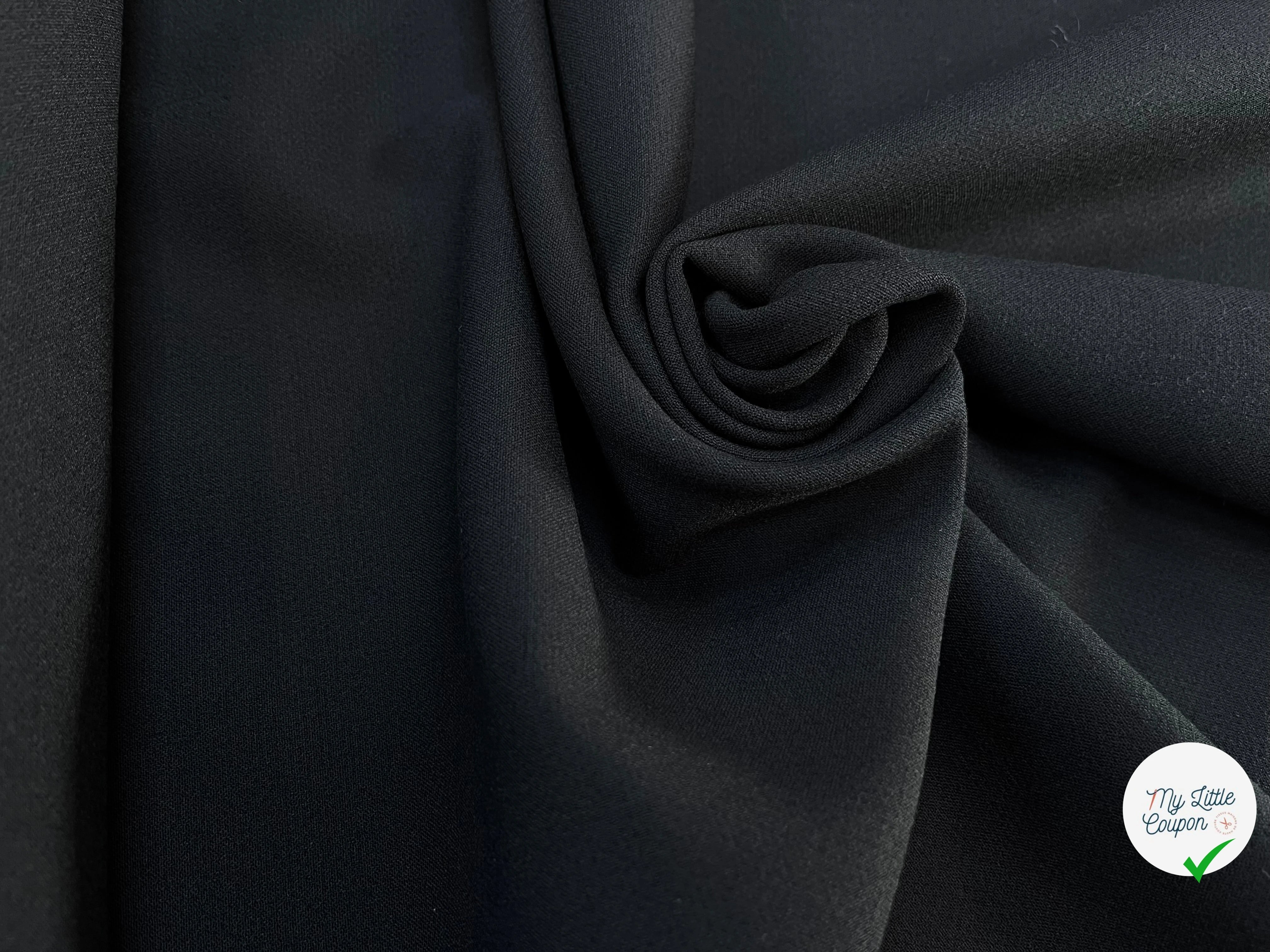 CREPE LOURD POLYESTER NOIR STRETCH 130CM - My Little Coupon