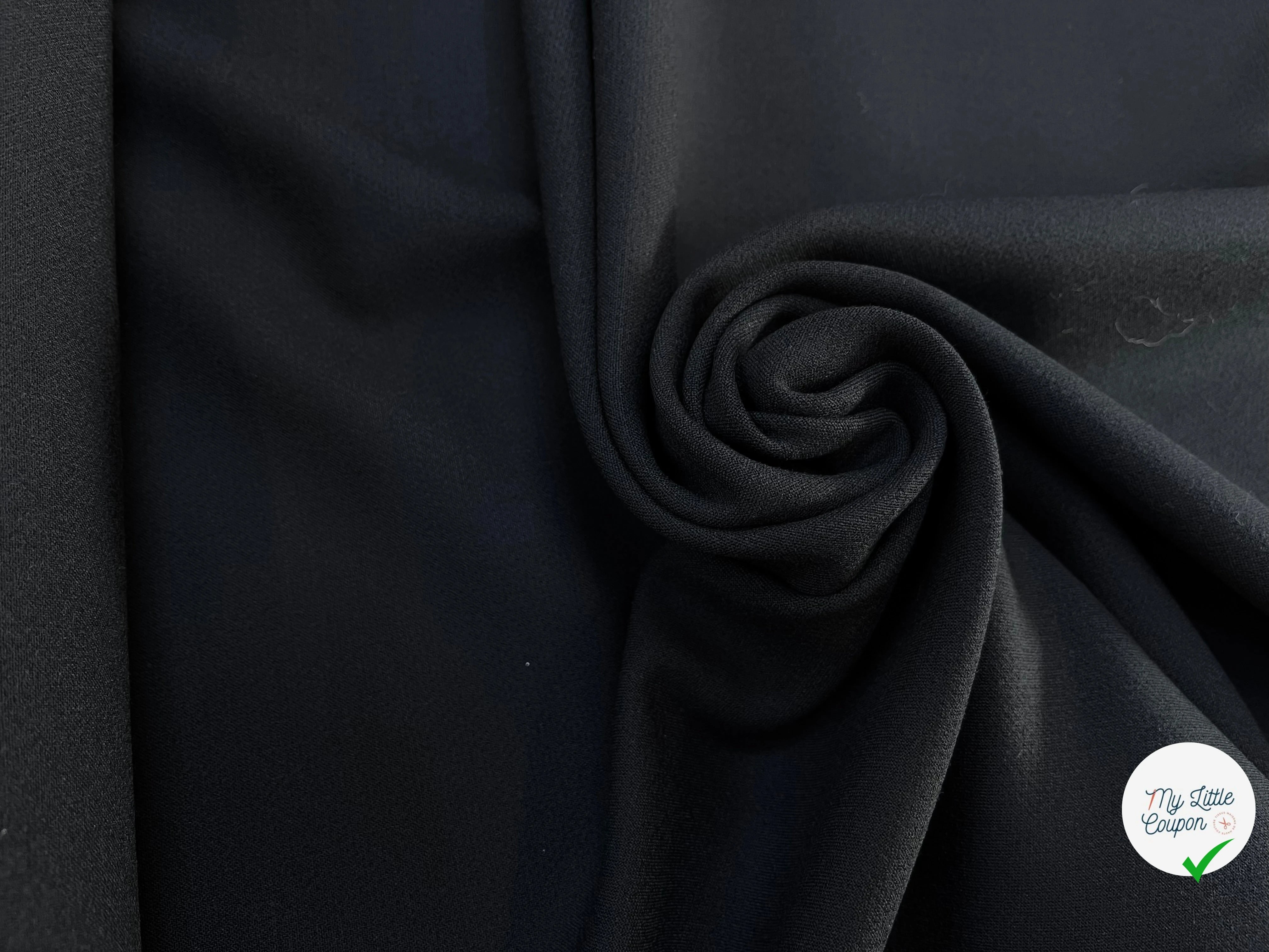 CREPE LOURD POLYESTER NOIR STRETCH 130CM - My Little Coupon