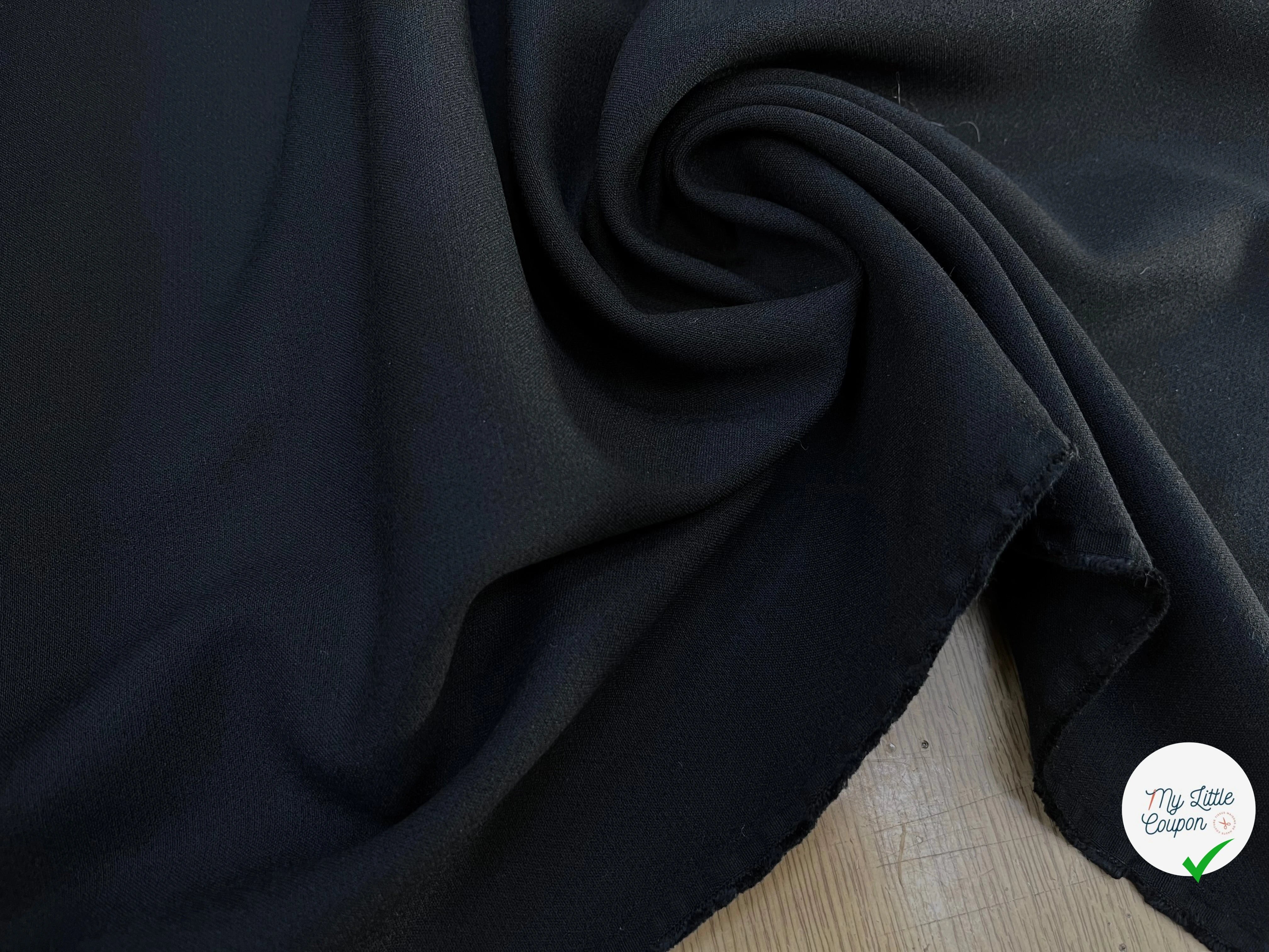 CREPE LOURD POLYESTER NOIR STRETCH 130CM - My Little Coupon