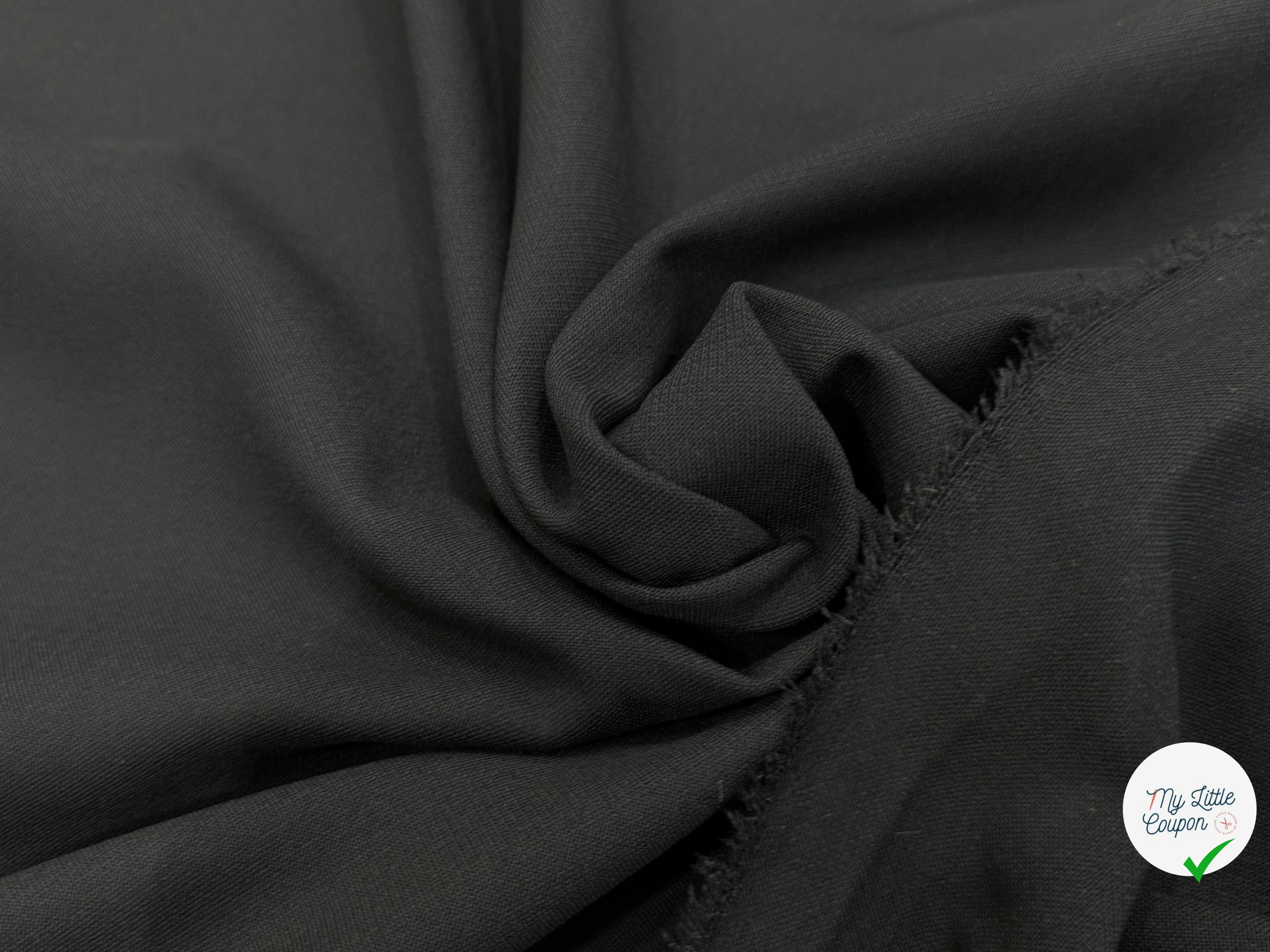 CREPE LOURD POLYVISCOSE BEAU TOMBÉ NOIR STRETCH - My Little Coupon
