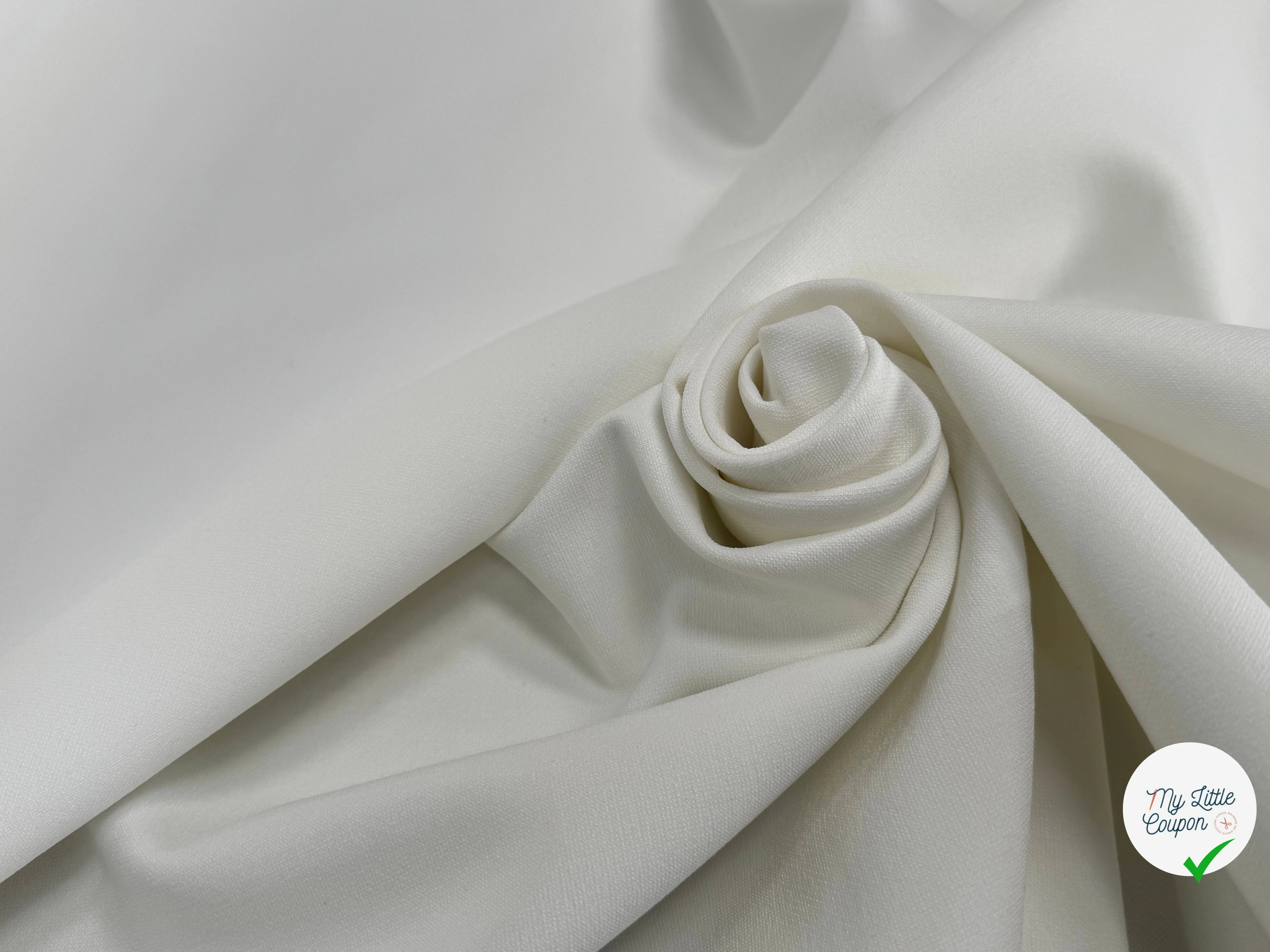 CREPE LOURD POLYVISCOSE ET COTON STRETCH TRÈS BELLE TENUE BLANC LÉGÈREMENT CASSÉ - My Little Coupon