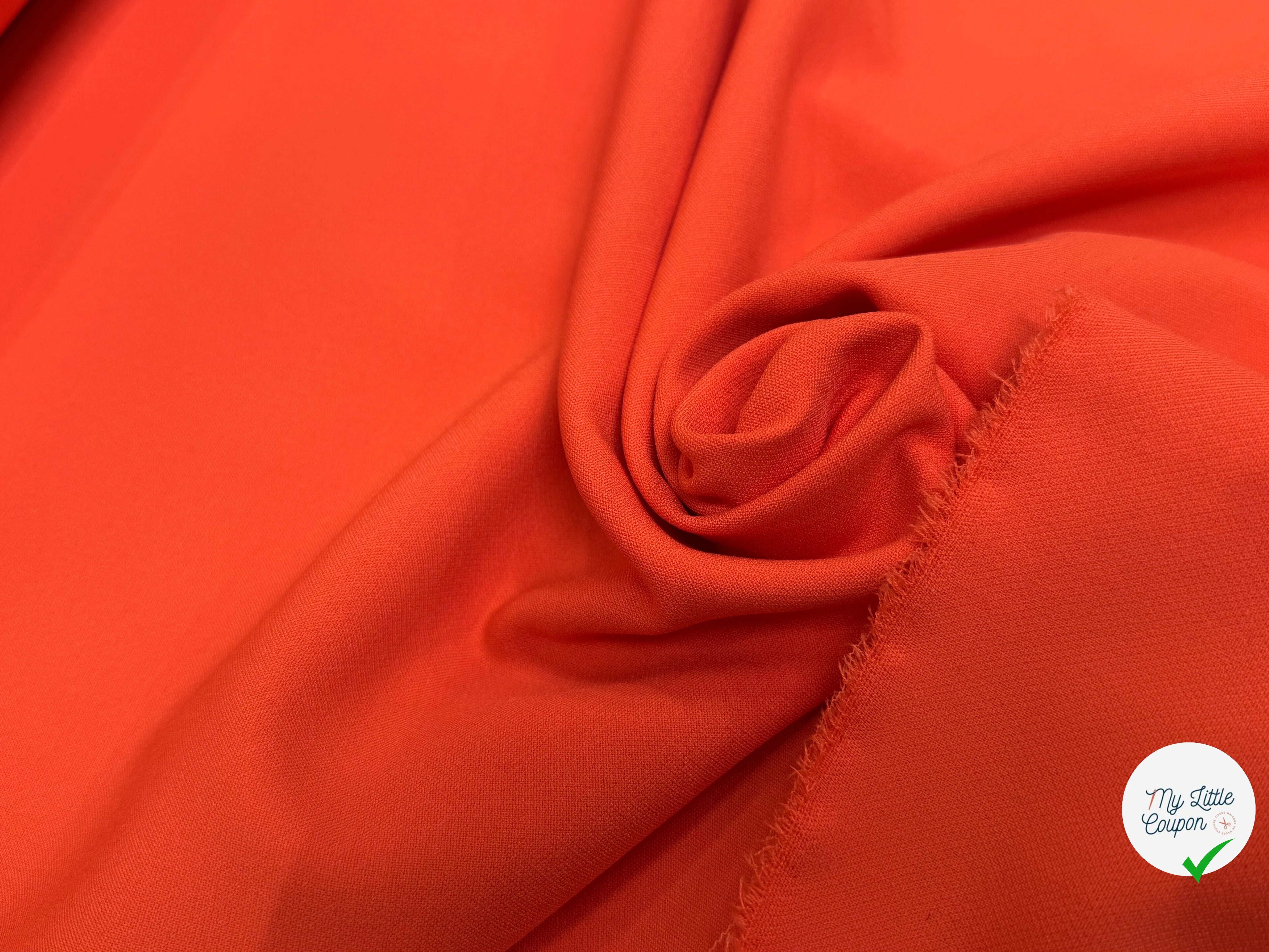 CREPE LOURD POLYVISCOSE ORANGE TRÈS BELLE TENUE - My Little Coupon