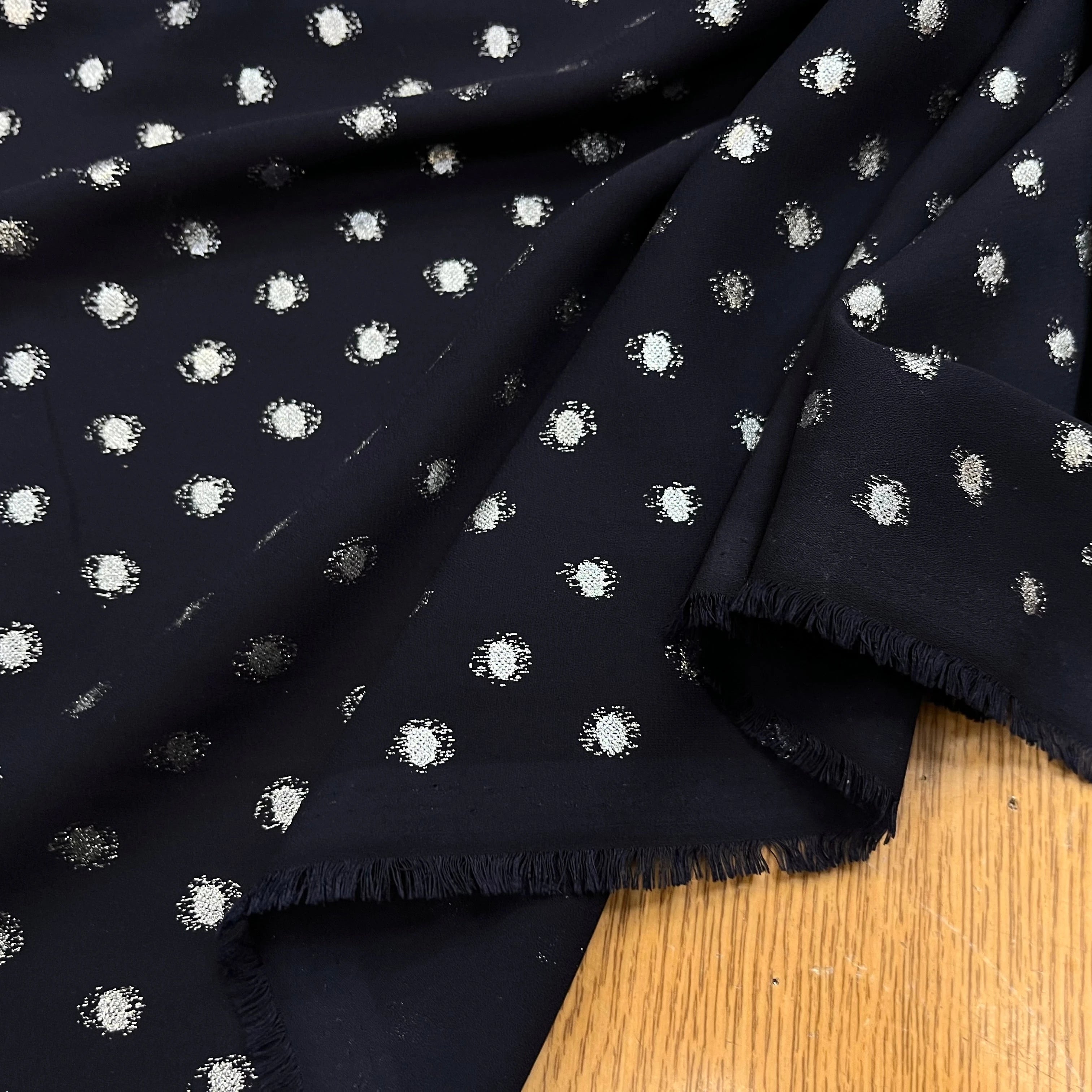 CREPE LUREX MARINE POIS SILVER - My Little Coupon