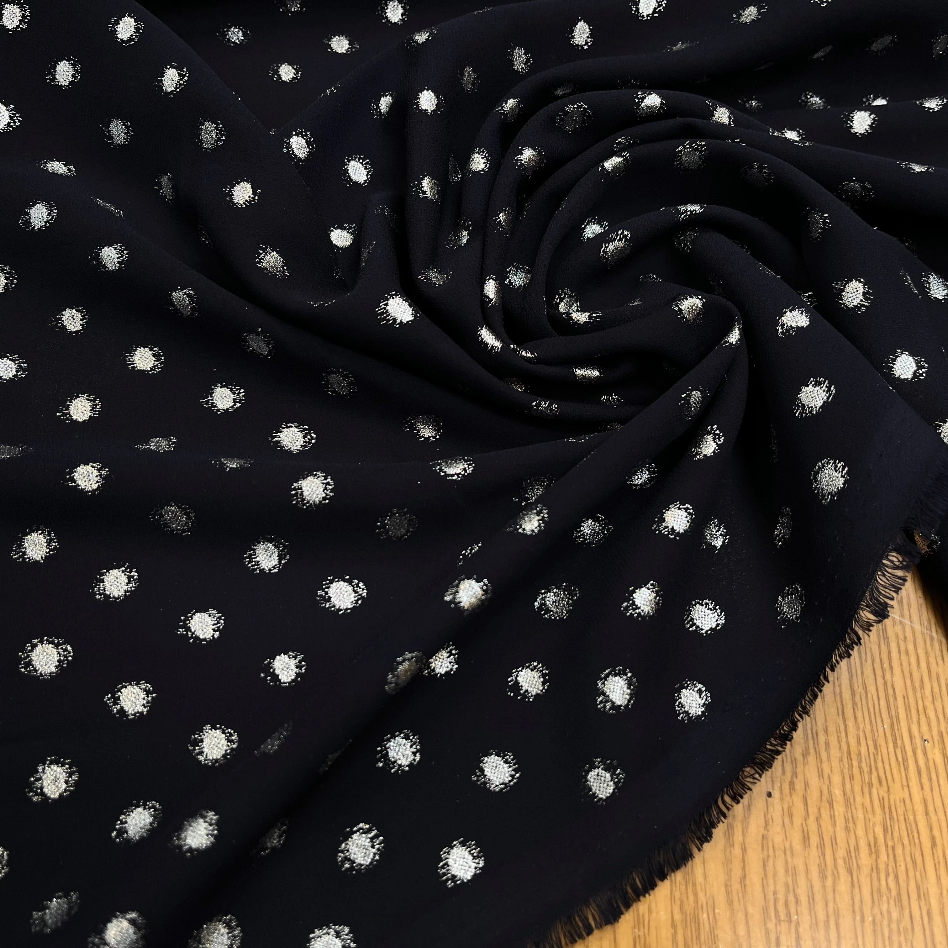 CREPE LUREX MARINE POIS SILVER - My Little Coupon