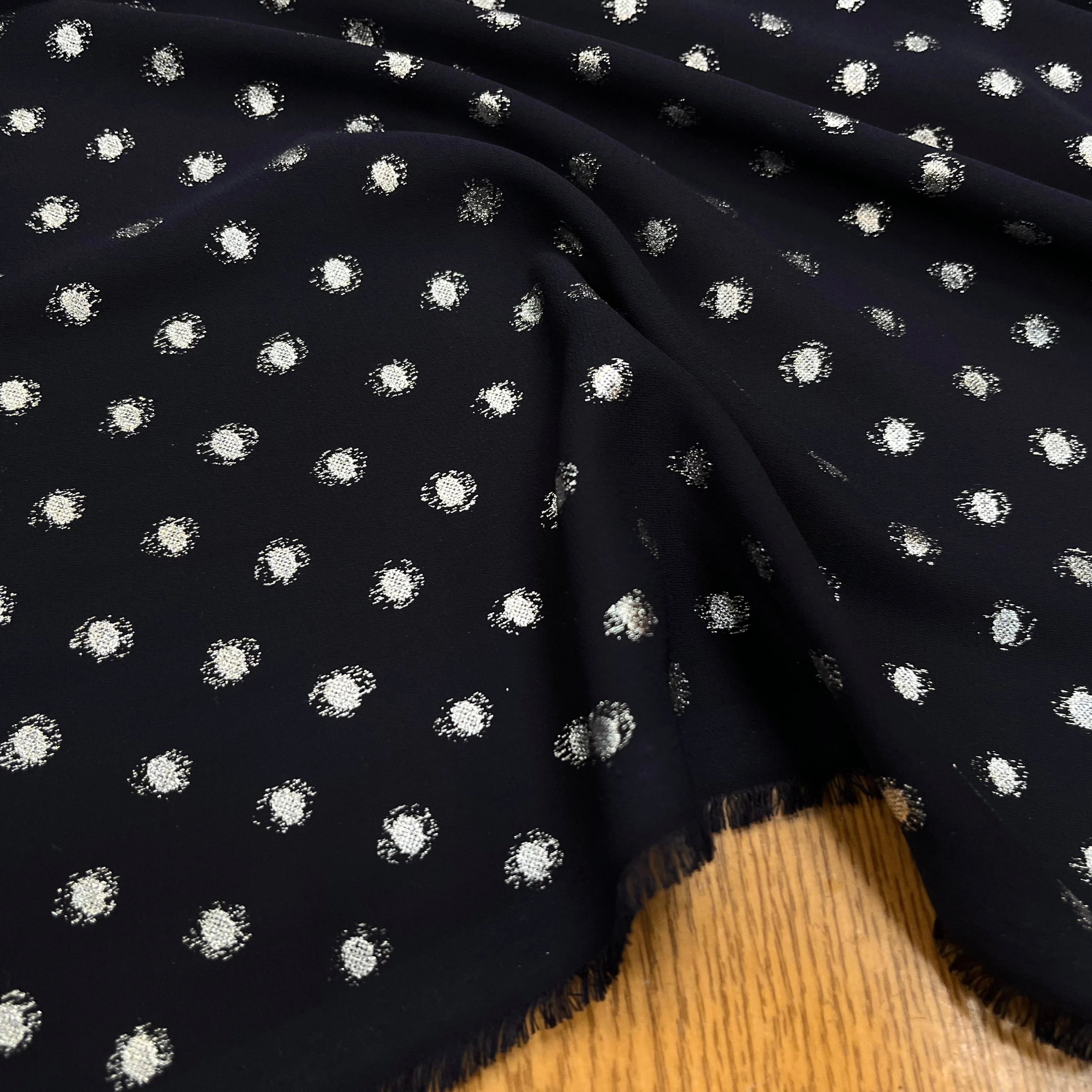 CREPE LUREX MARINE POIS SILVER - My Little Coupon