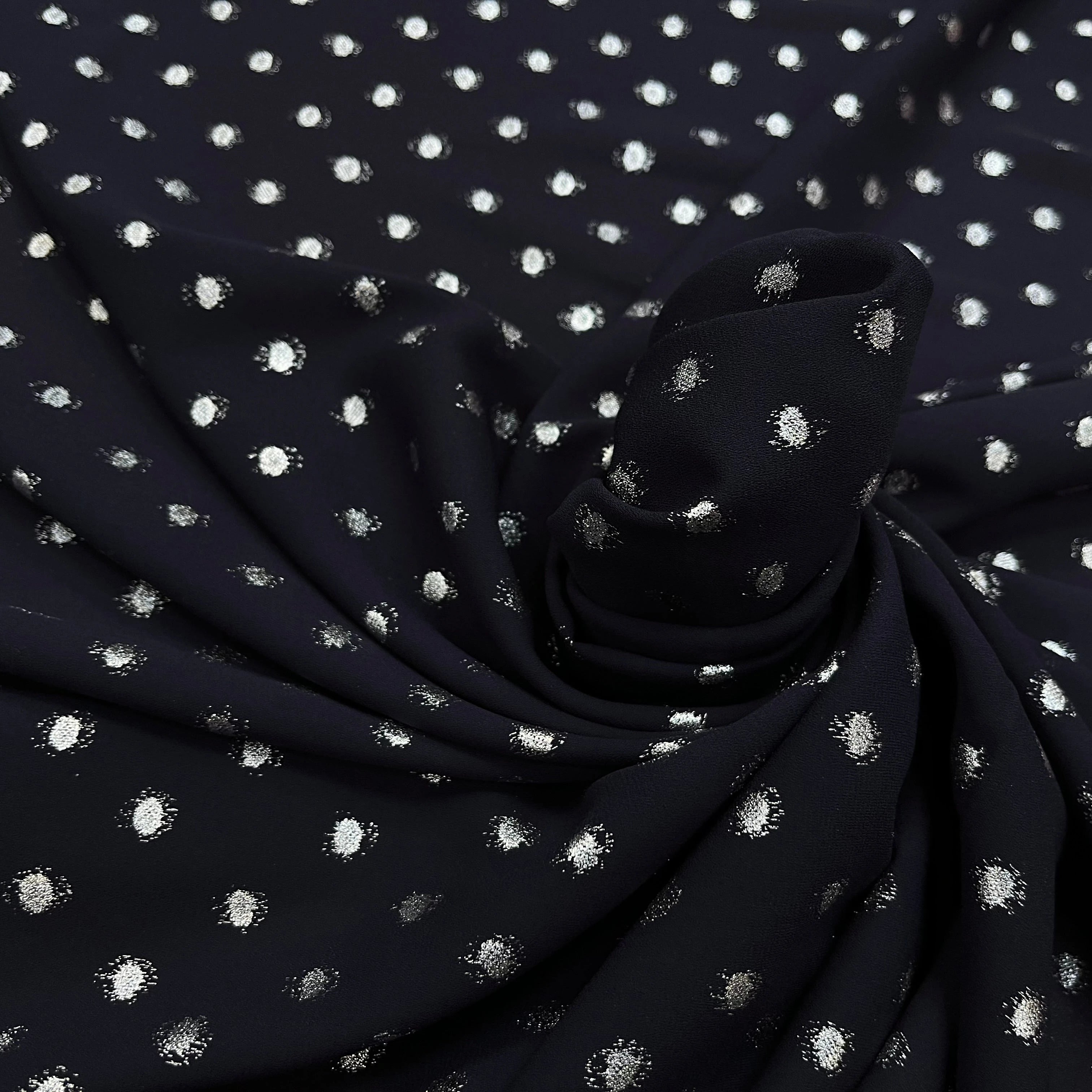 CREPE LUREX MARINE POIS SILVER - My Little Coupon