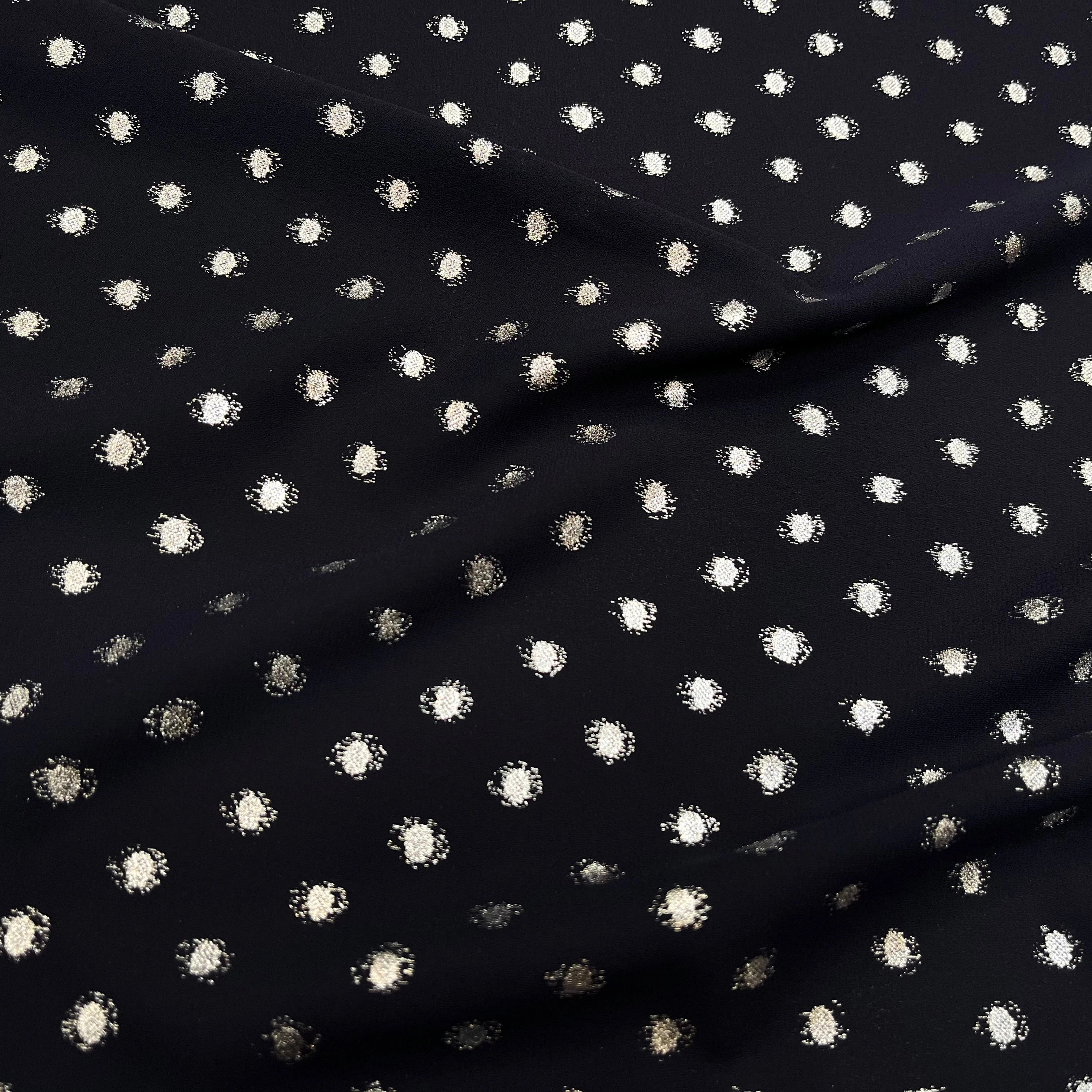 CREPE LUREX MARINE POIS SILVER - My Little Coupon