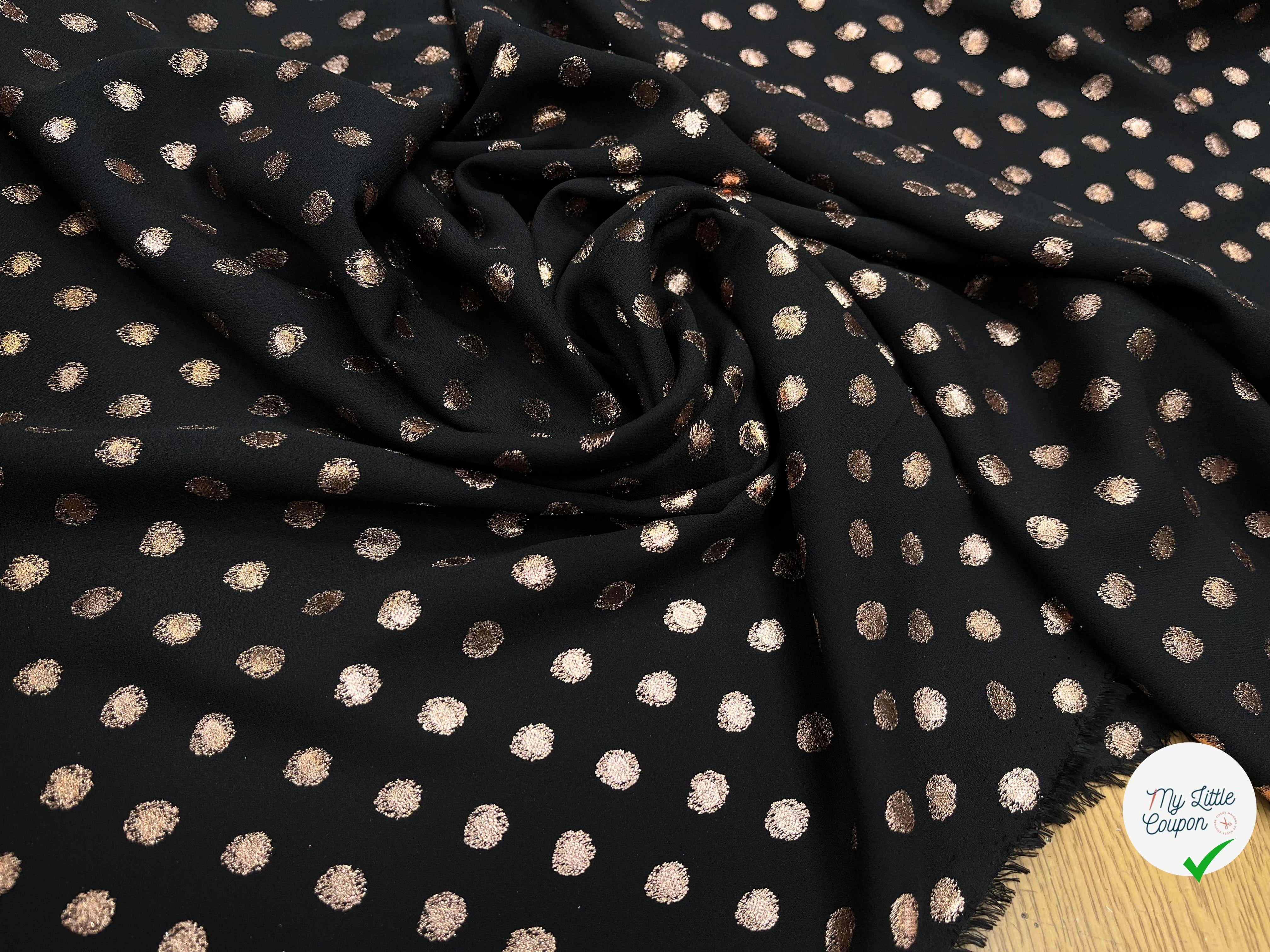 CREPE LUREX NOIR POIS ARGENTÉ - My Little Coupon