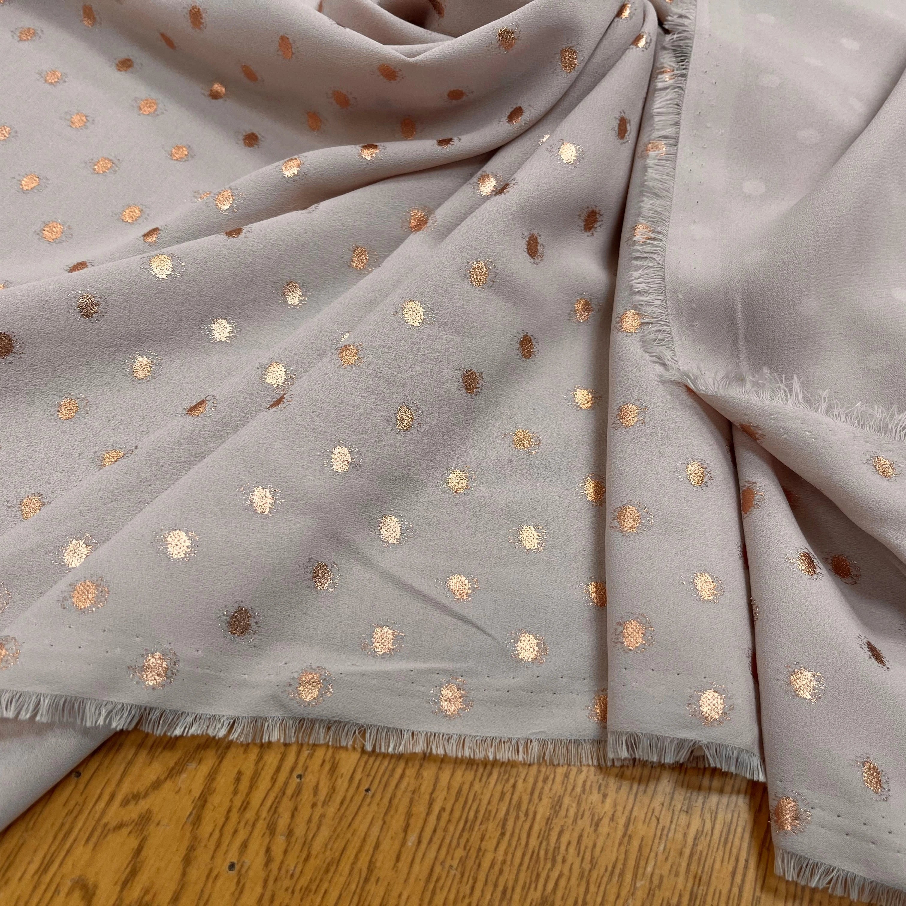 CREPE LUREX ROSE GOLD POIS ARGENTÉ - My Little Coupon