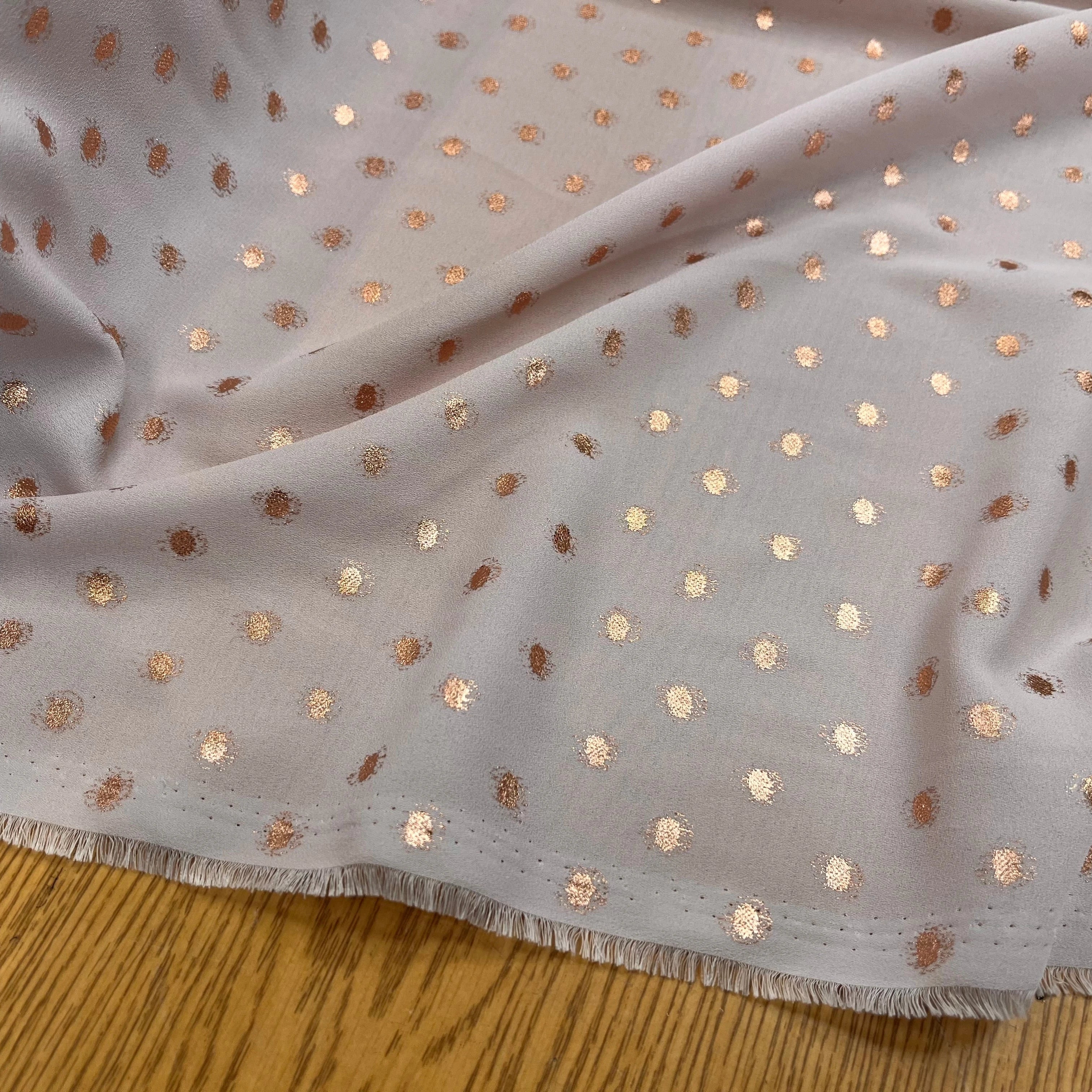 CREPE LUREX ROSE GOLD POIS ARGENTÉ - My Little Coupon