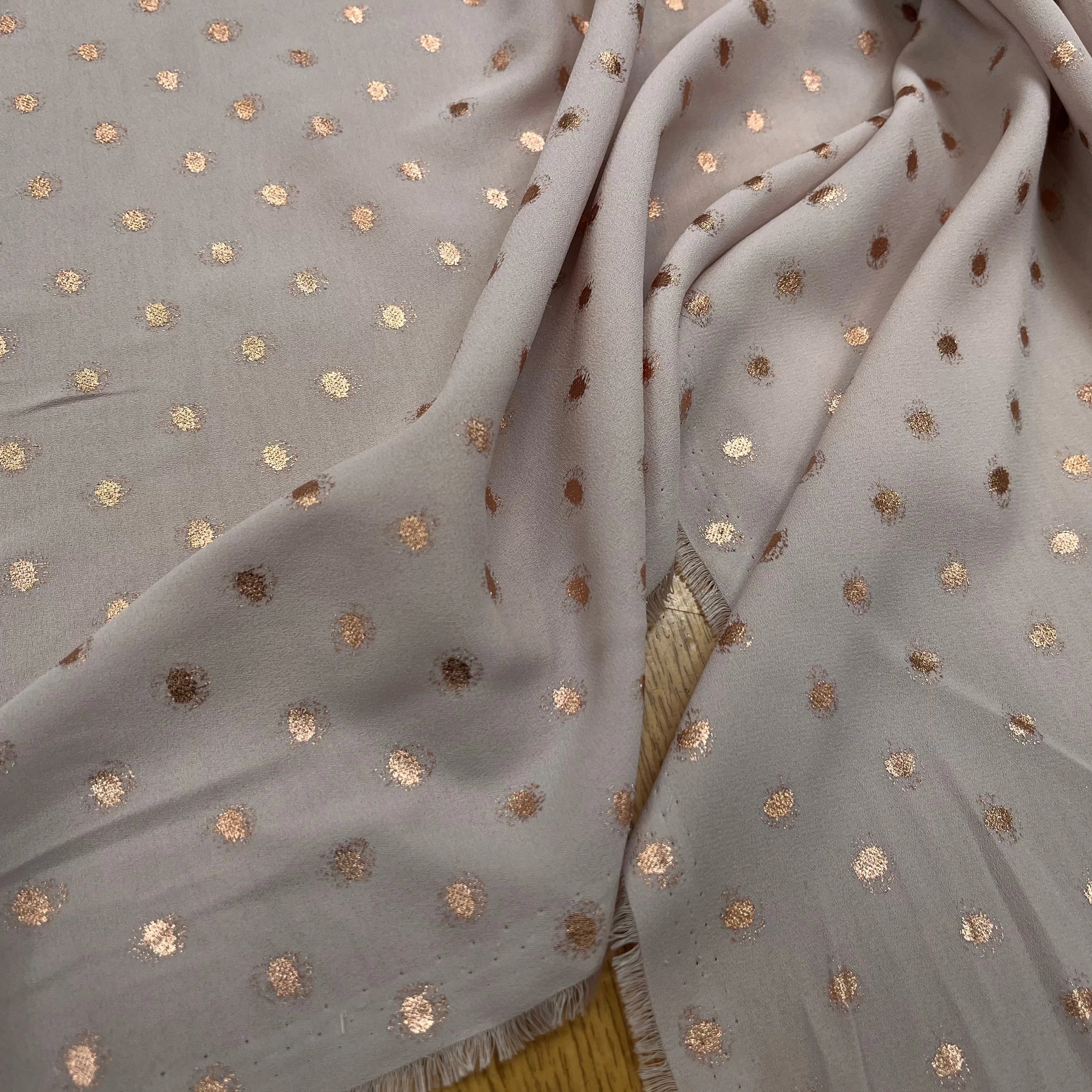 CREPE LUREX ROSE GOLD POIS ARGENTÉ - My Little Coupon